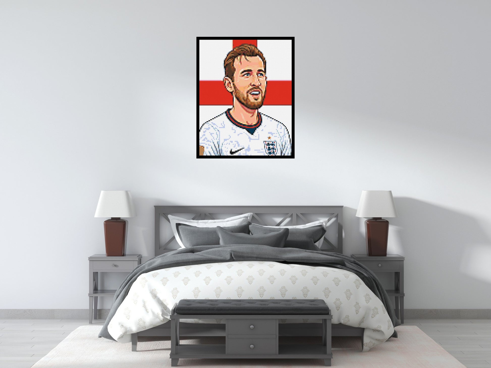 Harry Kane Caricature - Brick Art Mosaic Kit 4x5 scene with frame