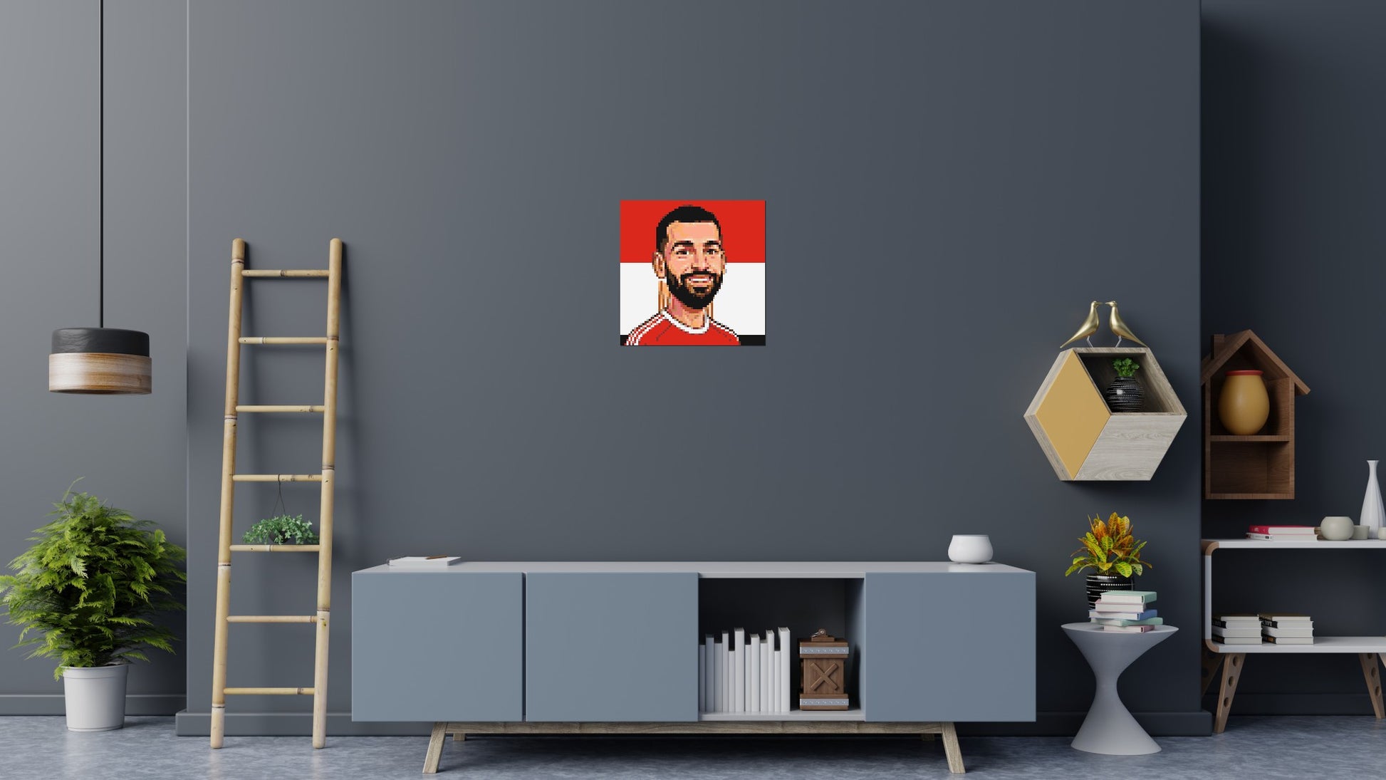 Mohamed Salah Caricature - Brick Art Mosaic Kit 3x3 scene