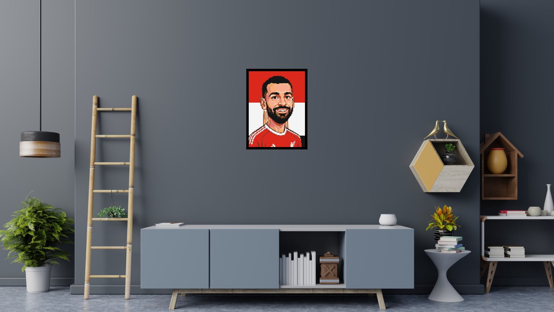 Mohamed Salah Caricature - Brick Art Mosaic Kit 3x4 scene with frame