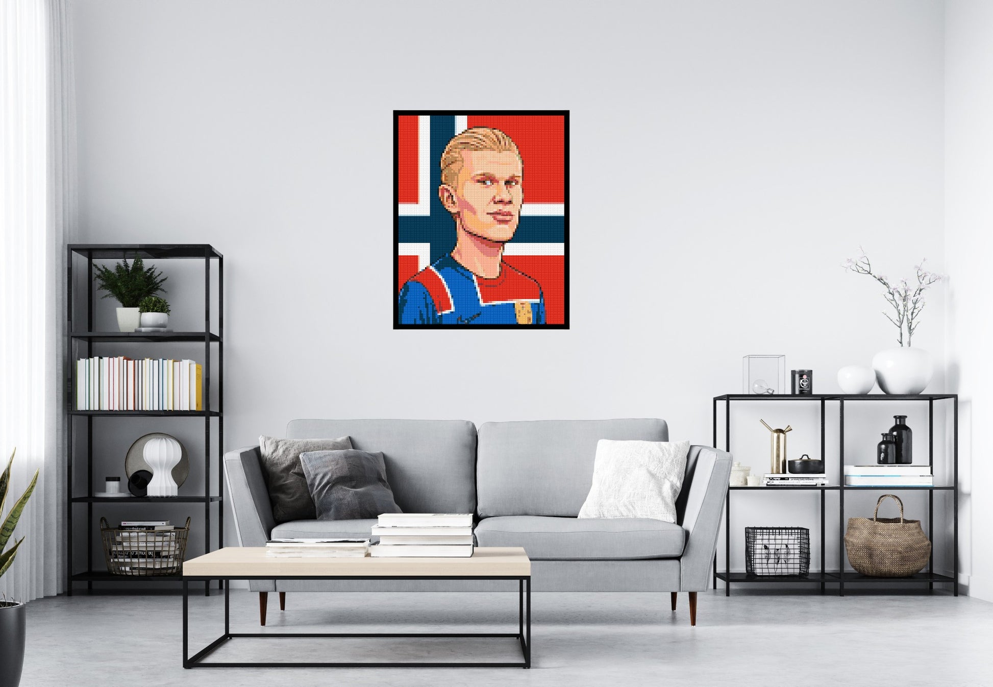 Erling Haaland Caricature - Brick Art Mosaic Kit 4x5 scene with frame