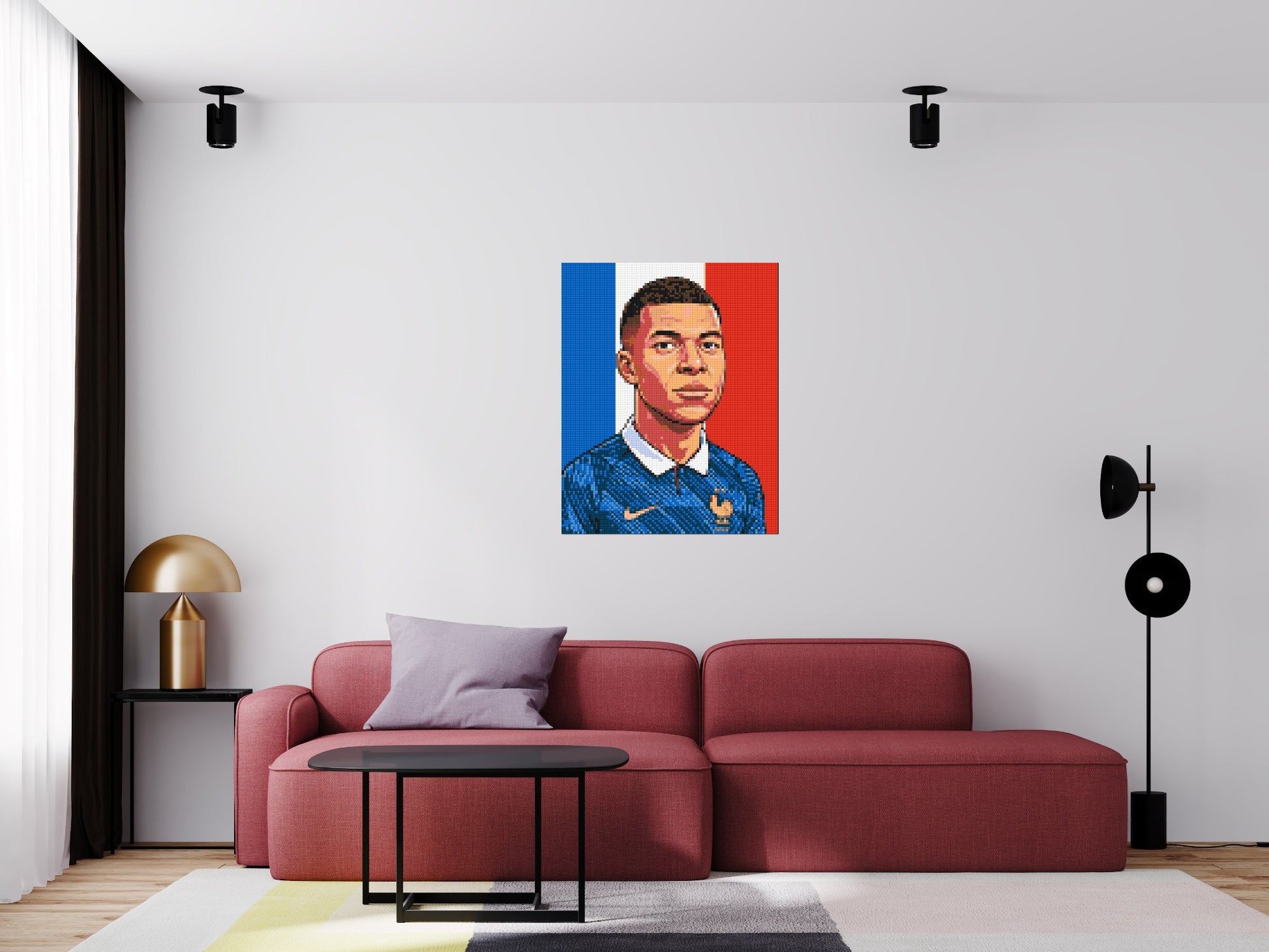 Kylian Mbappé Caricature - Brick Art Mosaic Kit 4x5 scene