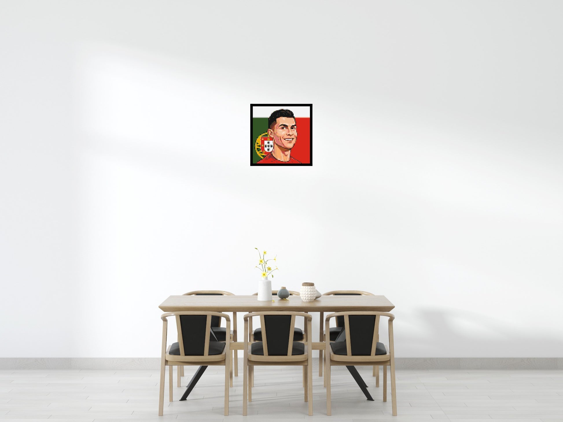Cristiano Ronaldo Caricature - Brick Art Mosaic Kit 3x3 scene with frame