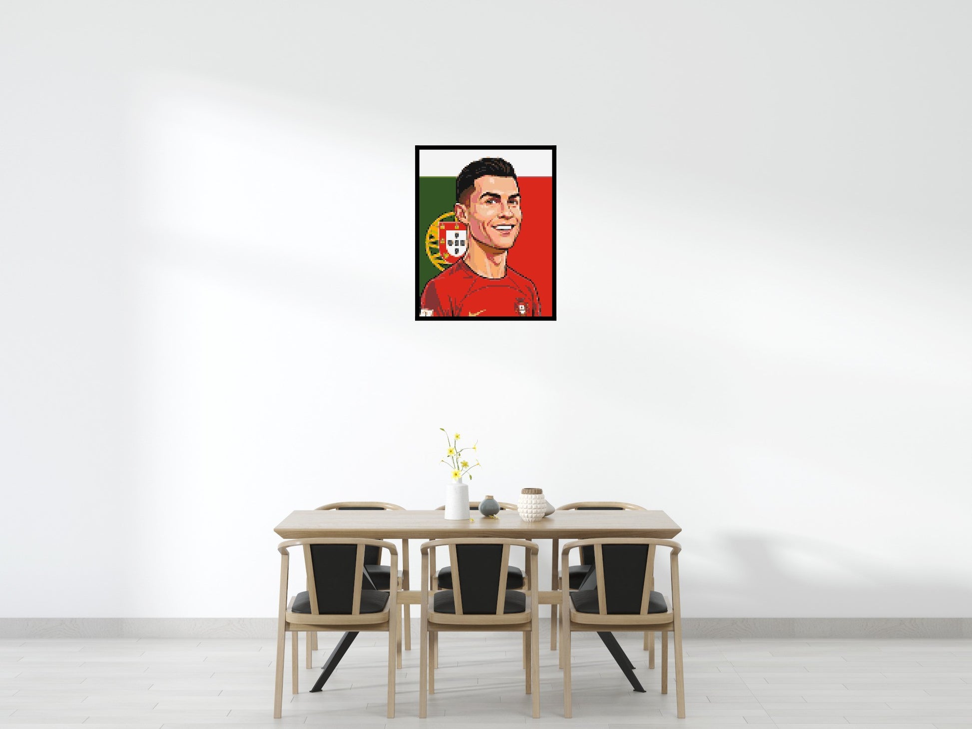Cristiano Ronaldo Caricature - Brick Art Mosaic Kit 4x5 scene with frame