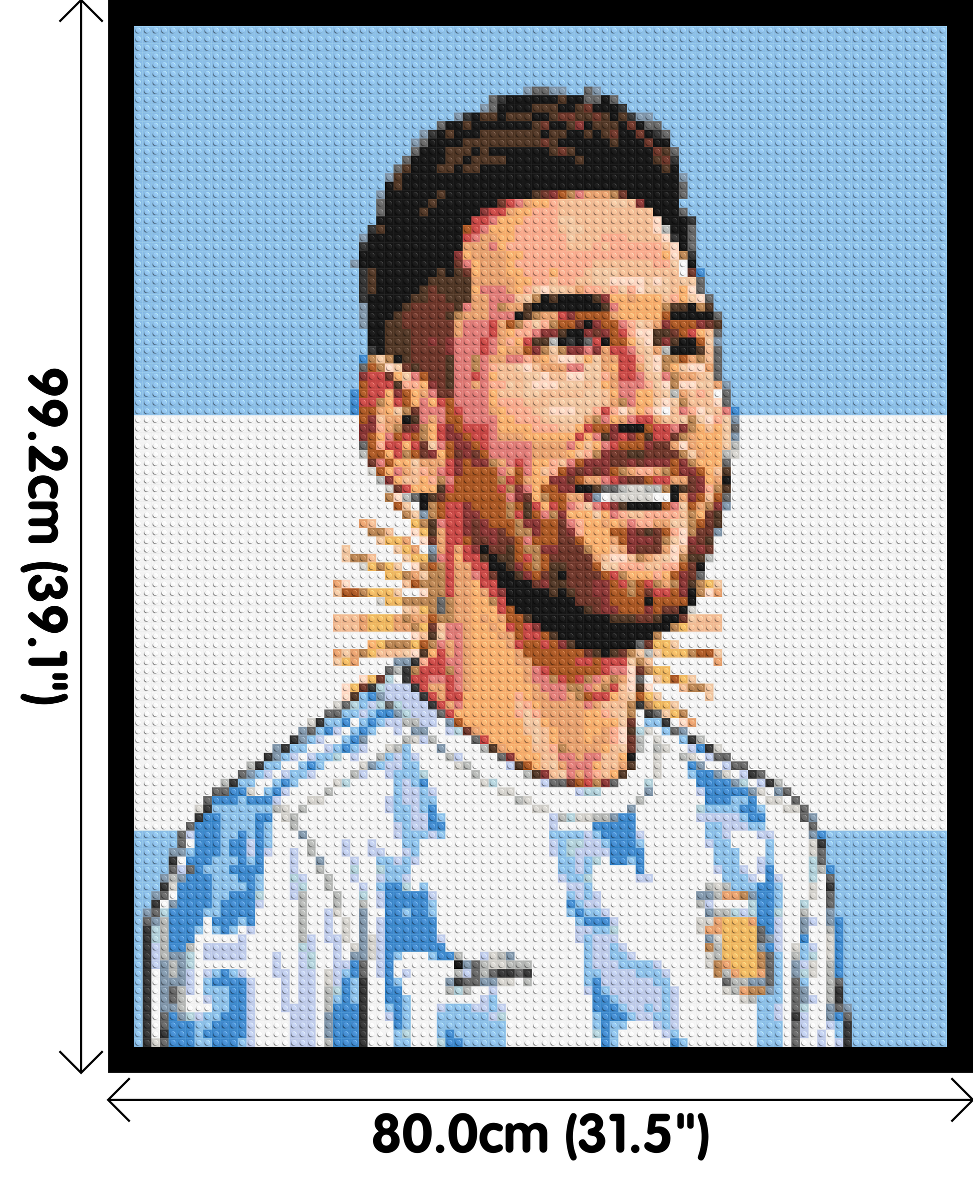 Lionel Messi Caricature - Brick Art Mosaic Kit 4x5 dimensions with frame