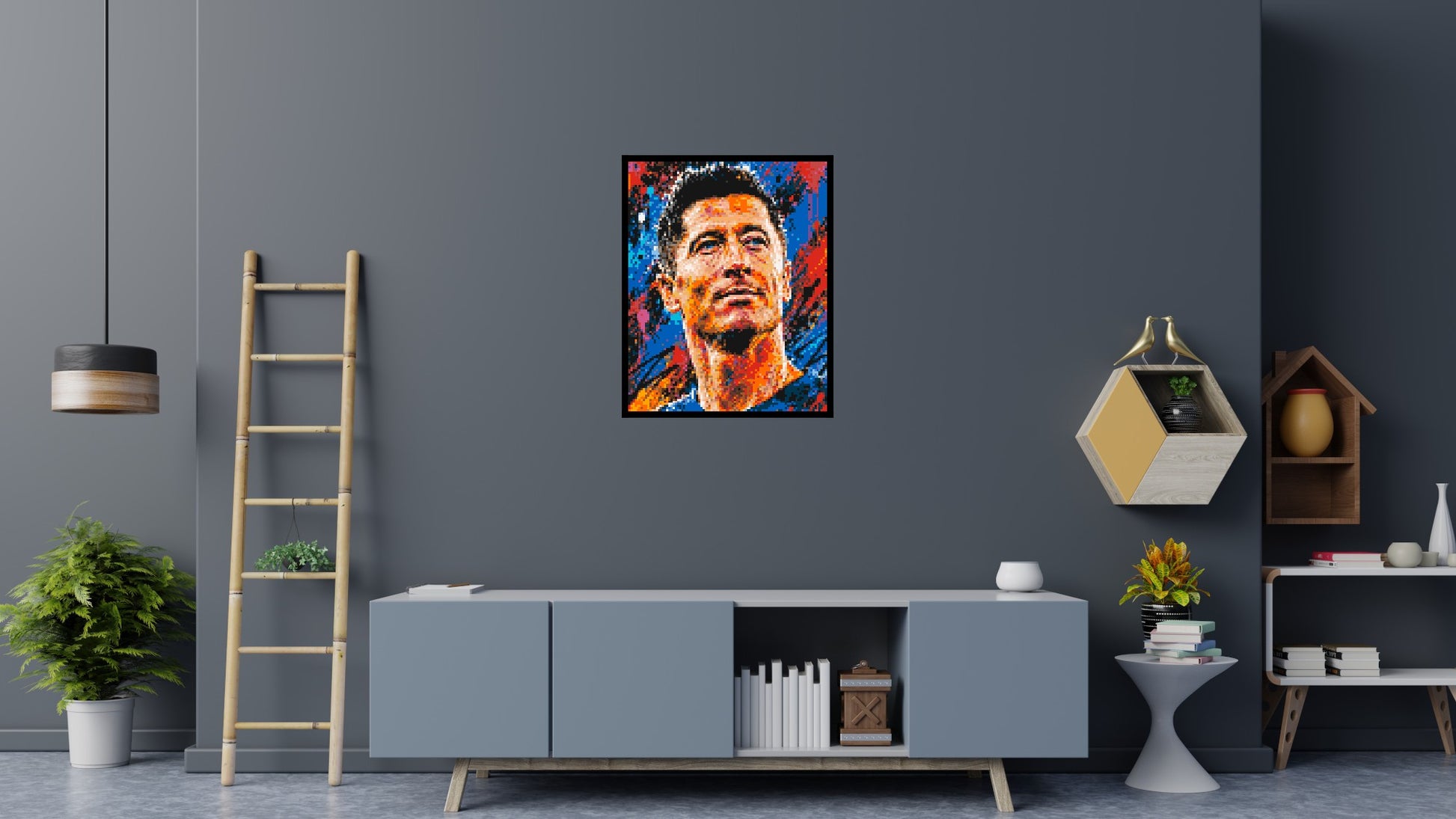 Robert Lewandowski Urban Pop - Brick Art Mosaic Kit 4x5 scene with frame
