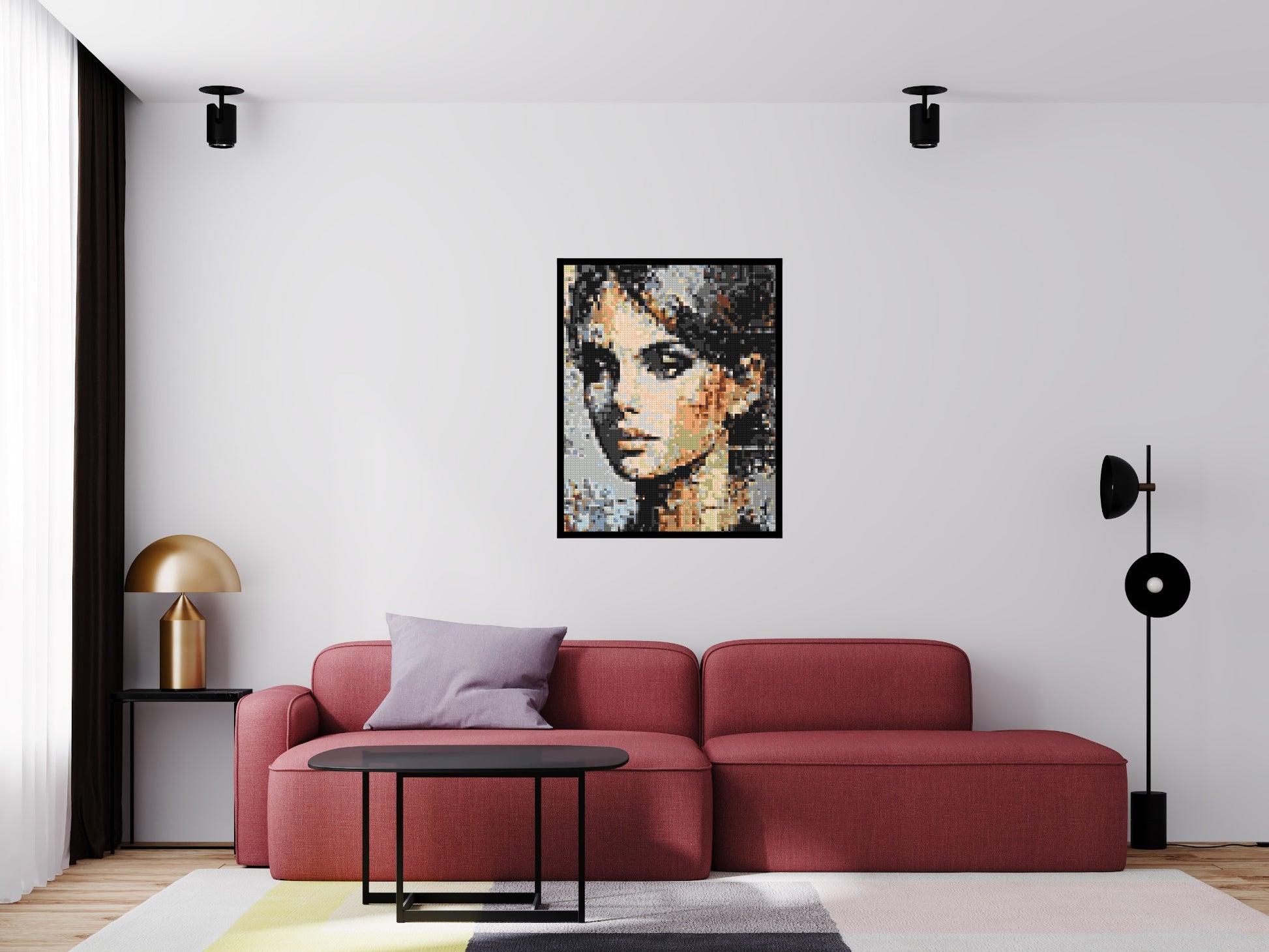 Moon – A Whisper of Silver Light by Joséphine Machalani - Brick Art Mosaic Kit 4x5 scene with frame