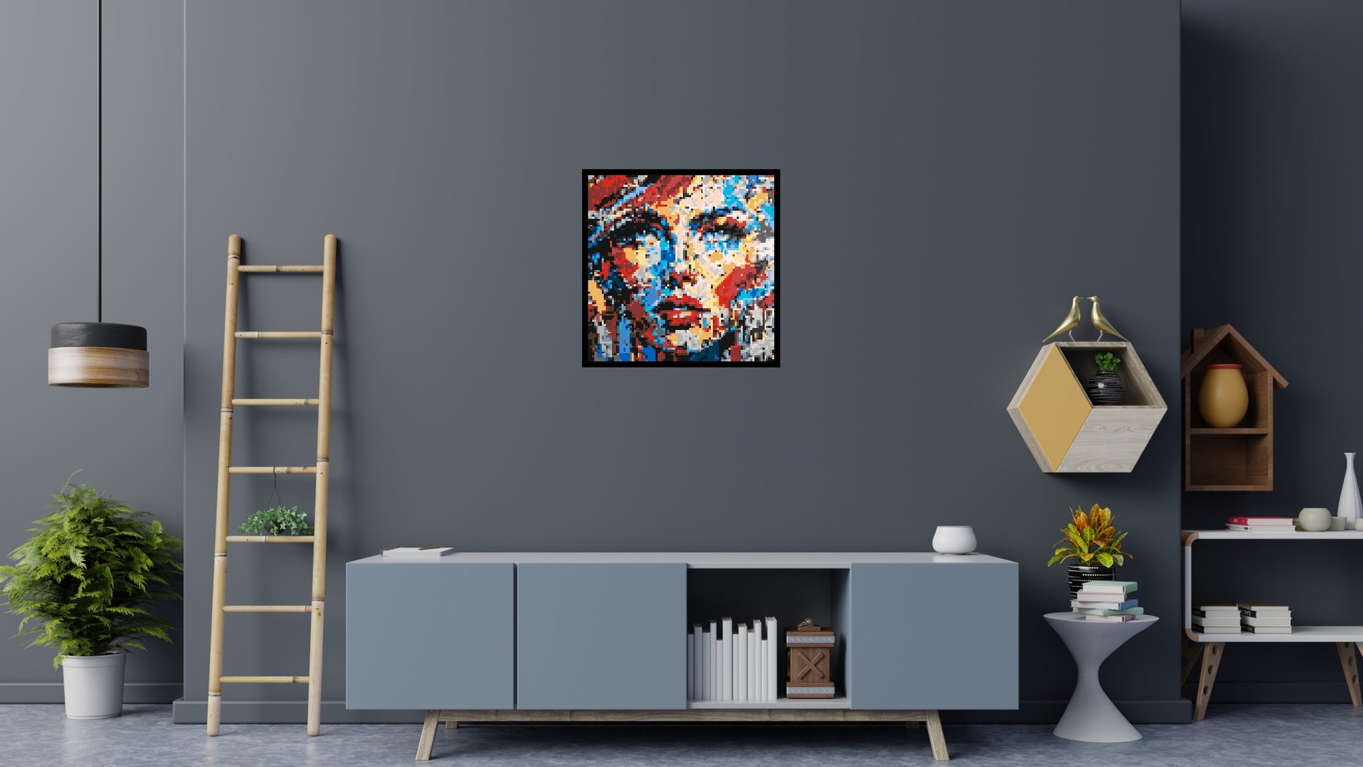 Eccentric – A Dance of Unpredictable Color by Joséphine Machalani - Brick Art Mosaic Kit 4x4 scene with frame