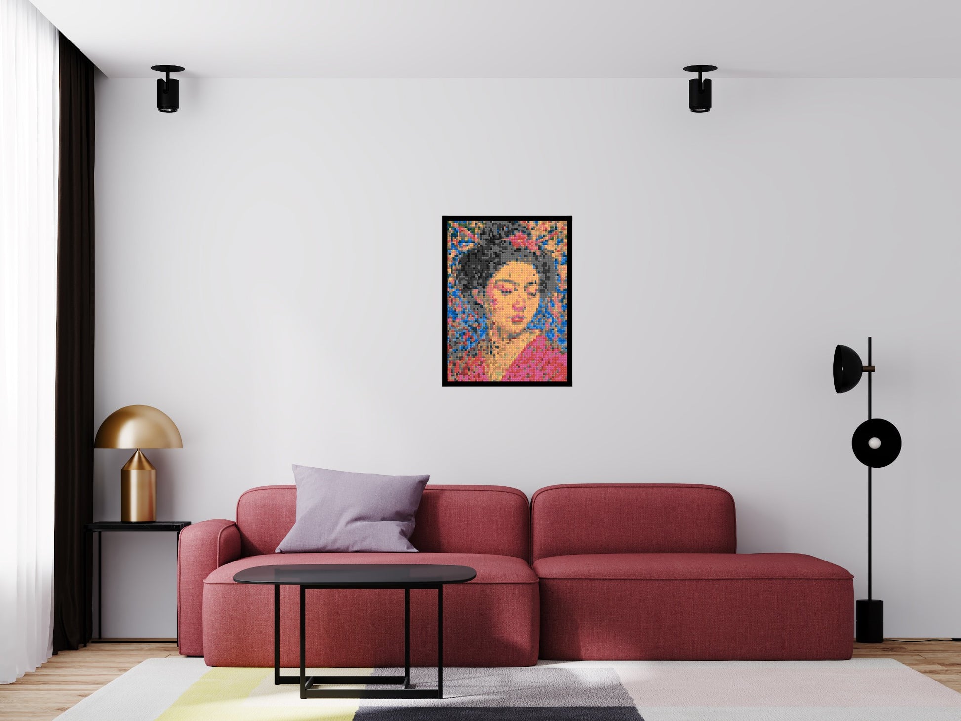 Sakura – A Woman Shaped by Light by Joséphine Machalani - Brick Art Mosaic Kit 3x4 scene with frame