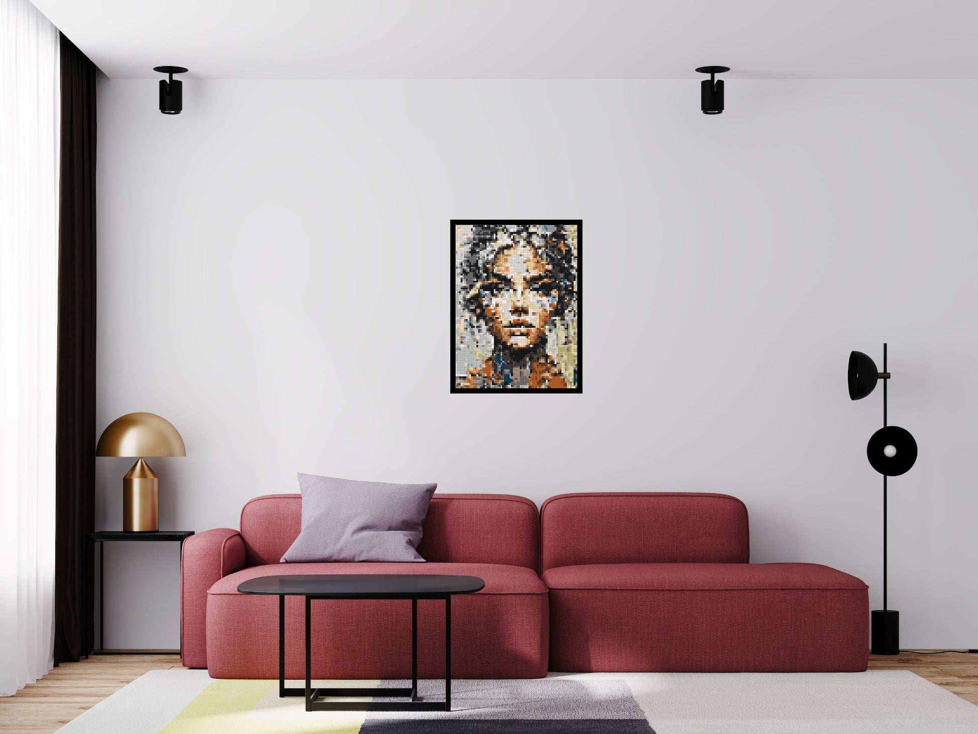 Pixel – A Face Built From Fragments by Joséphine Machalani - Brick Art Mosaic Kit 3x4 scene with frame