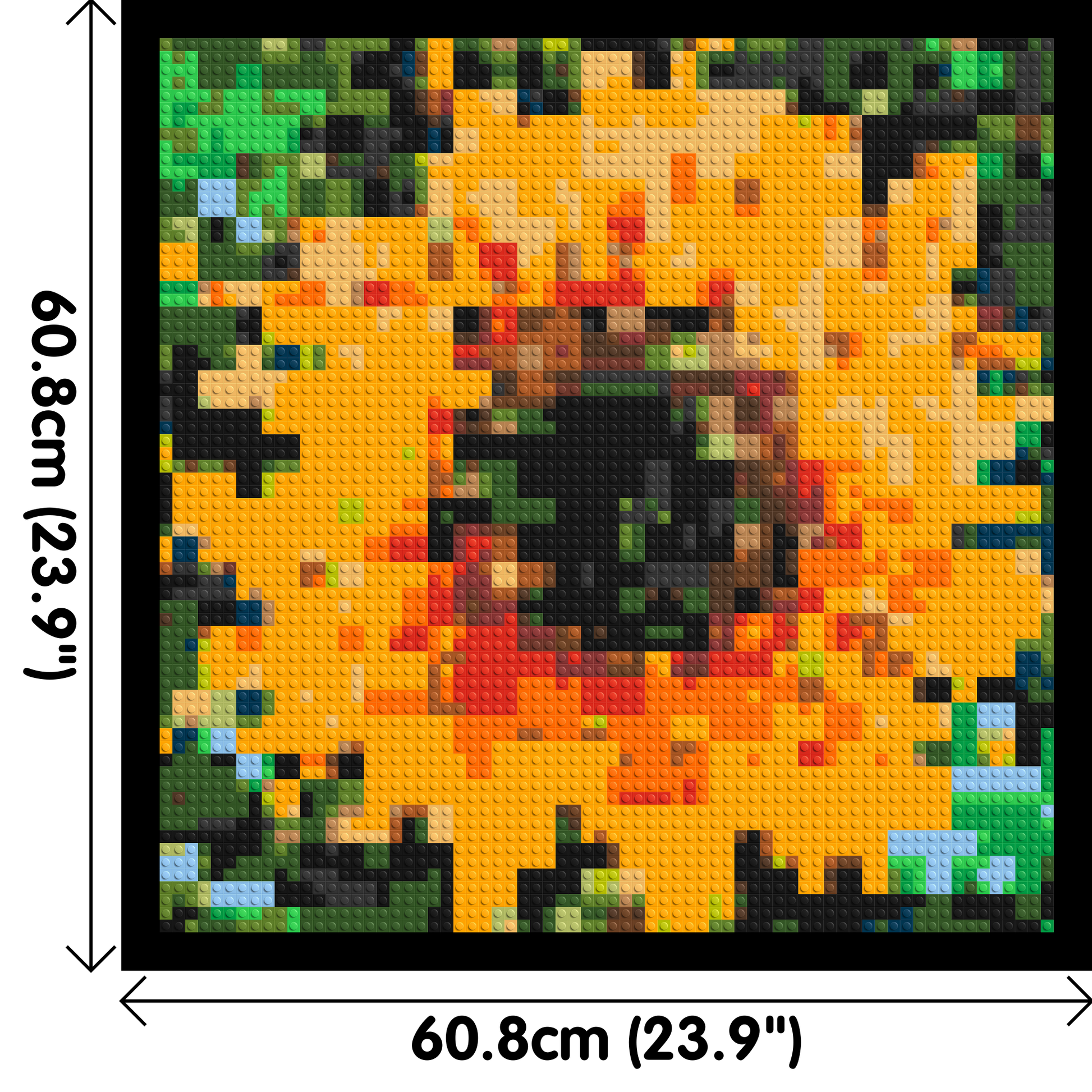 Sunflower – A Bloom of Warm Light by Joséphine Machalani - Brick Art Mosaic Kit 3x3 dimensions with frame