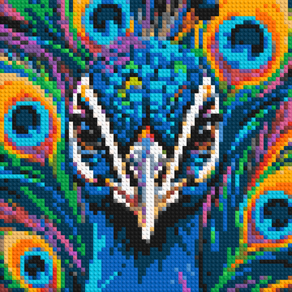 Vibrant Peacock Pop Art - Brick Art Mosaic Kit 3x3 large