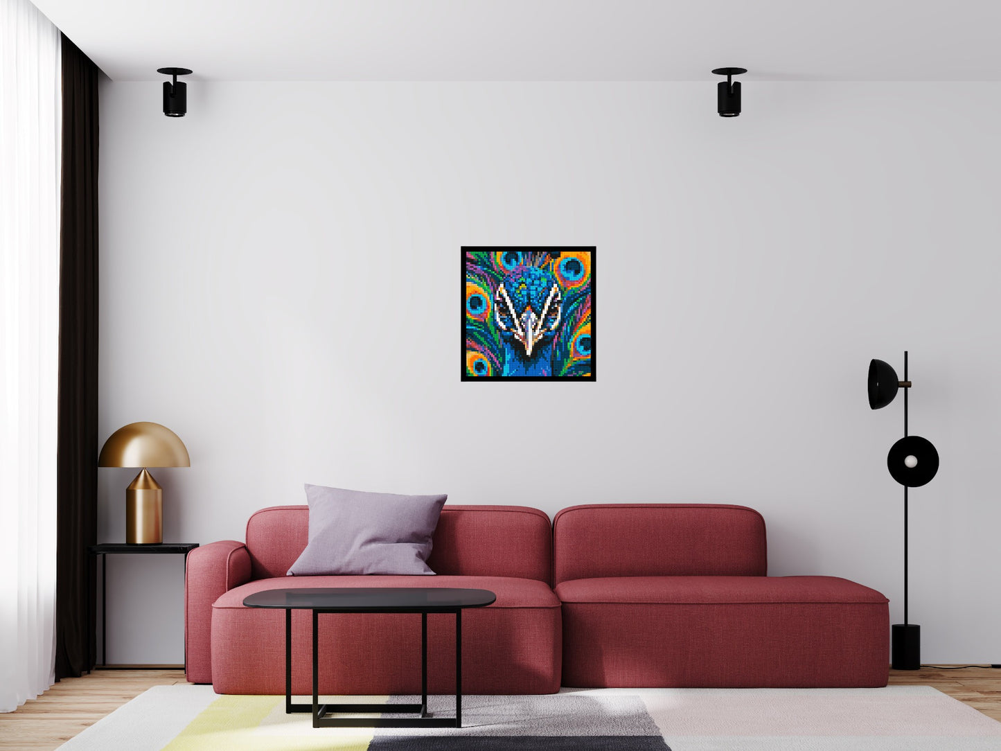 Vibrant Peacock Pop Art - Brick Art Mosaic Kit 3x3 large
