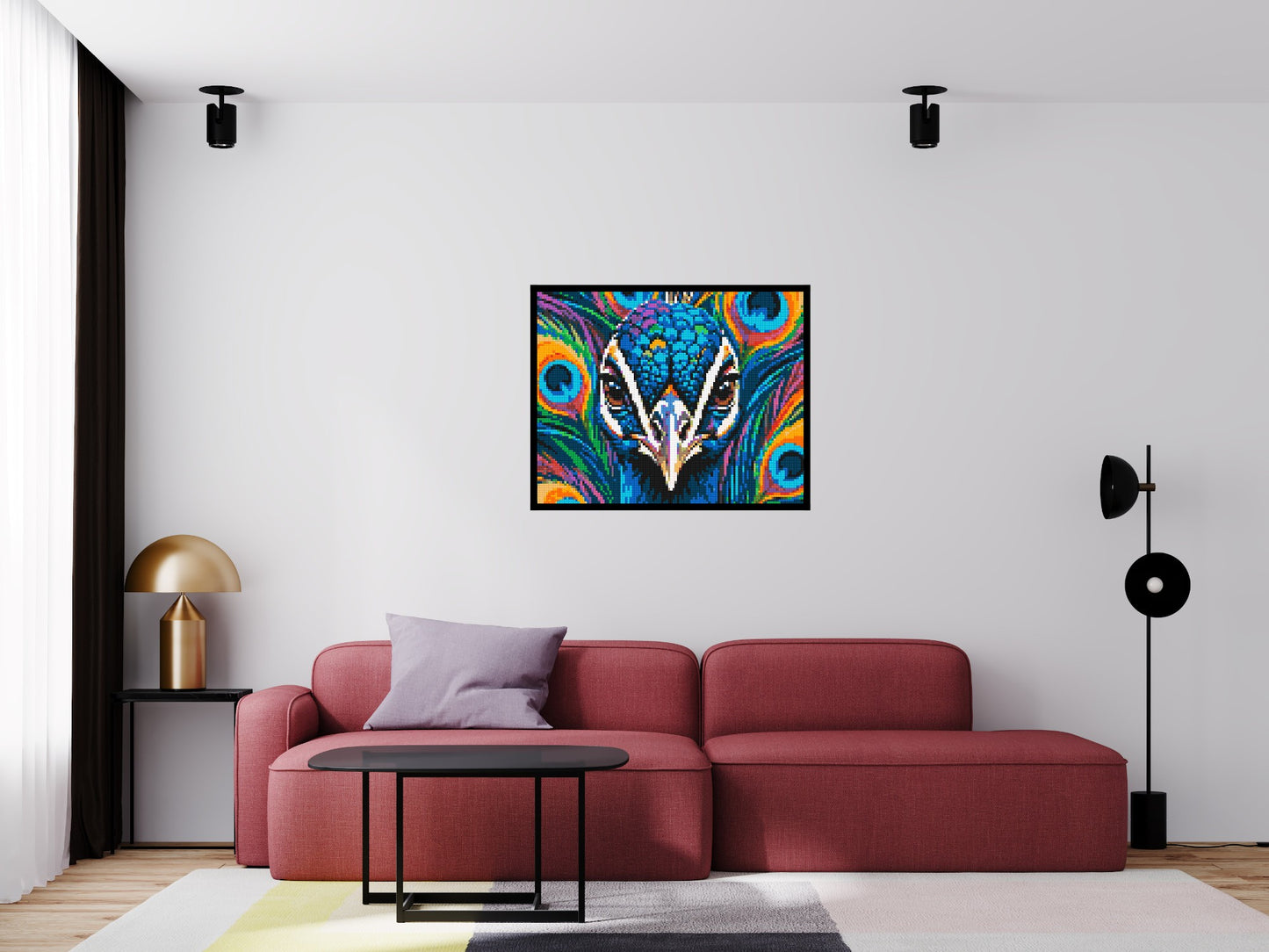Vibrant Peacock Pop Art - Brick Art Mosaic Kit 5x4 large