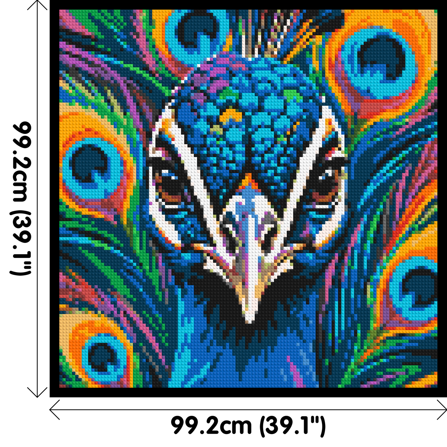 Vibrant Peacock Pop Art - Brick Art Mosaic Kit 5x5 large