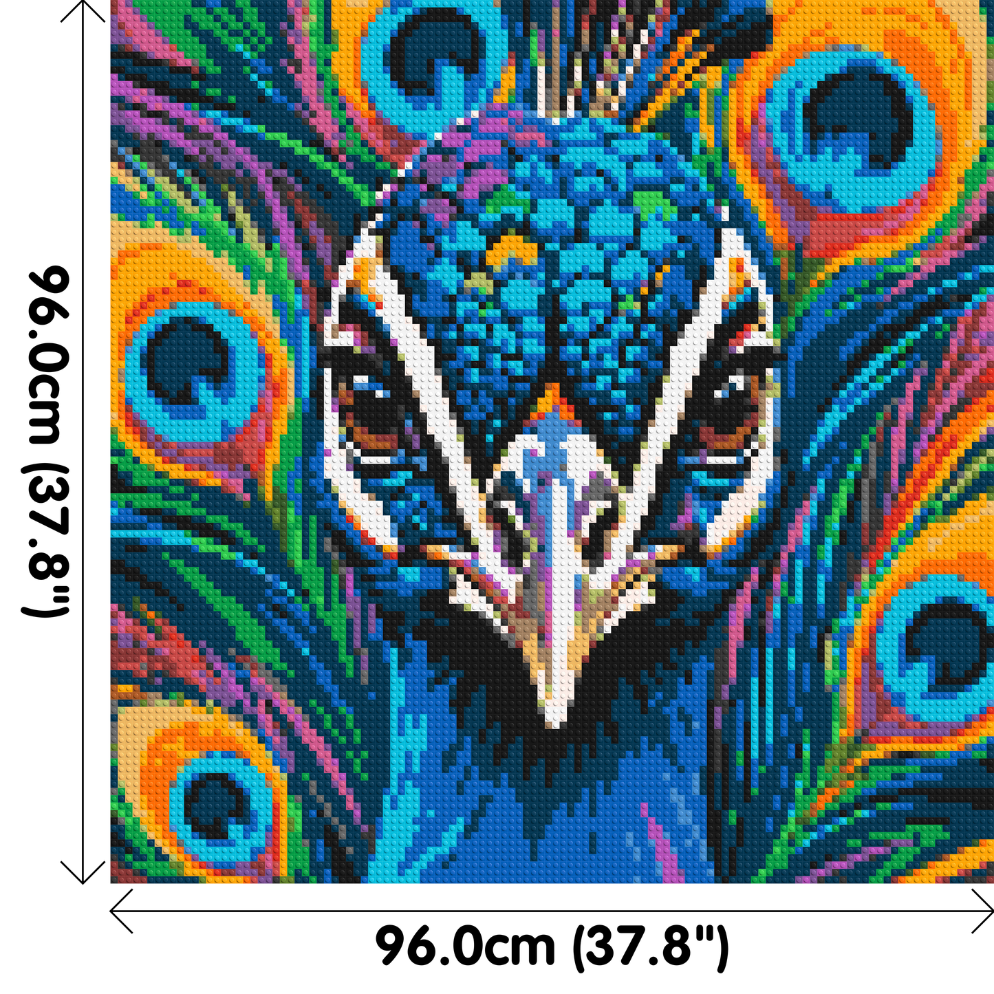 Vibrant Peacock Pop Art - Brick Art Mosaic Kit 5x5 large