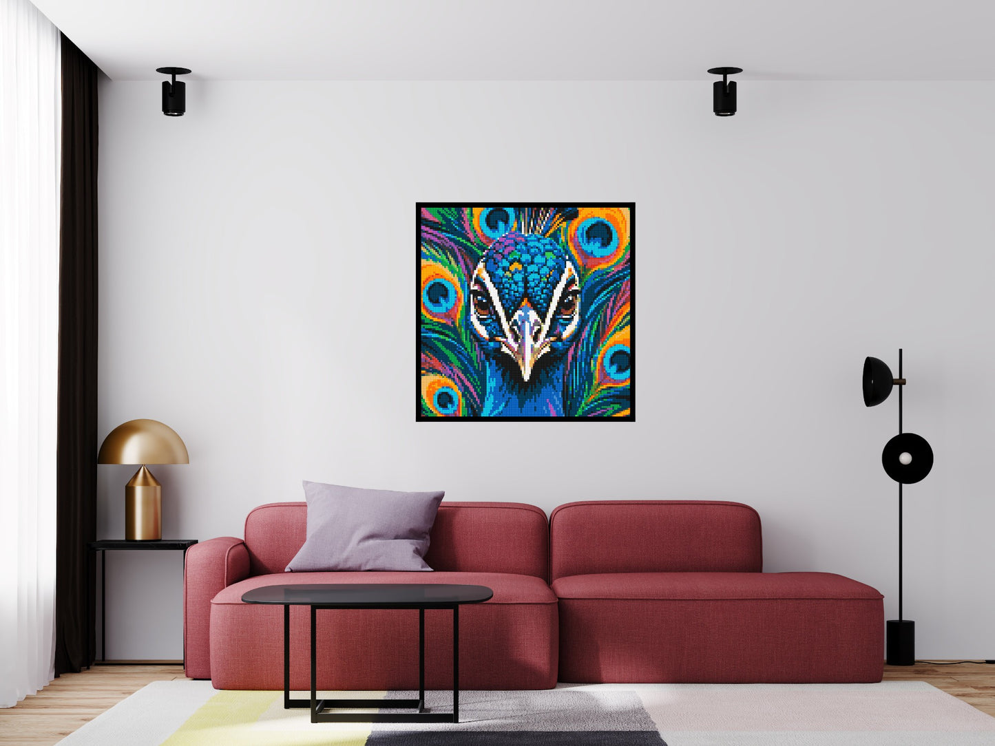 Vibrant Peacock Pop Art - Brick Art Mosaic Kit 5x5 large