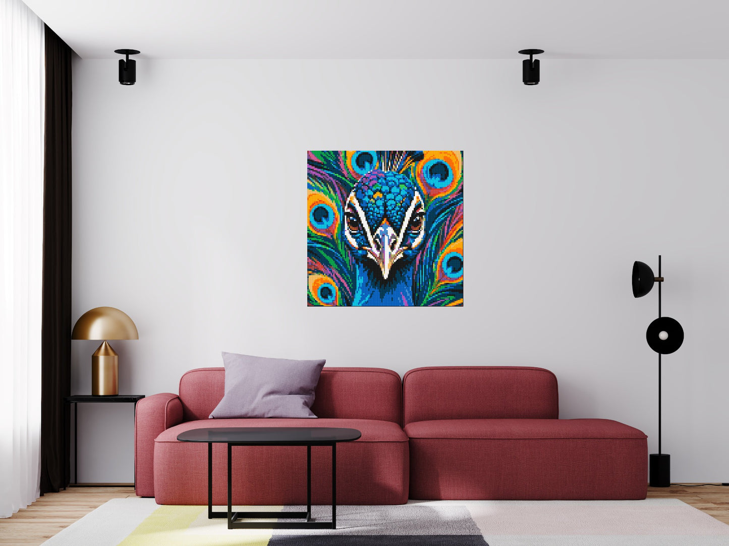 Vibrant Peacock Pop Art - Brick Art Mosaic Kit 5x5 large