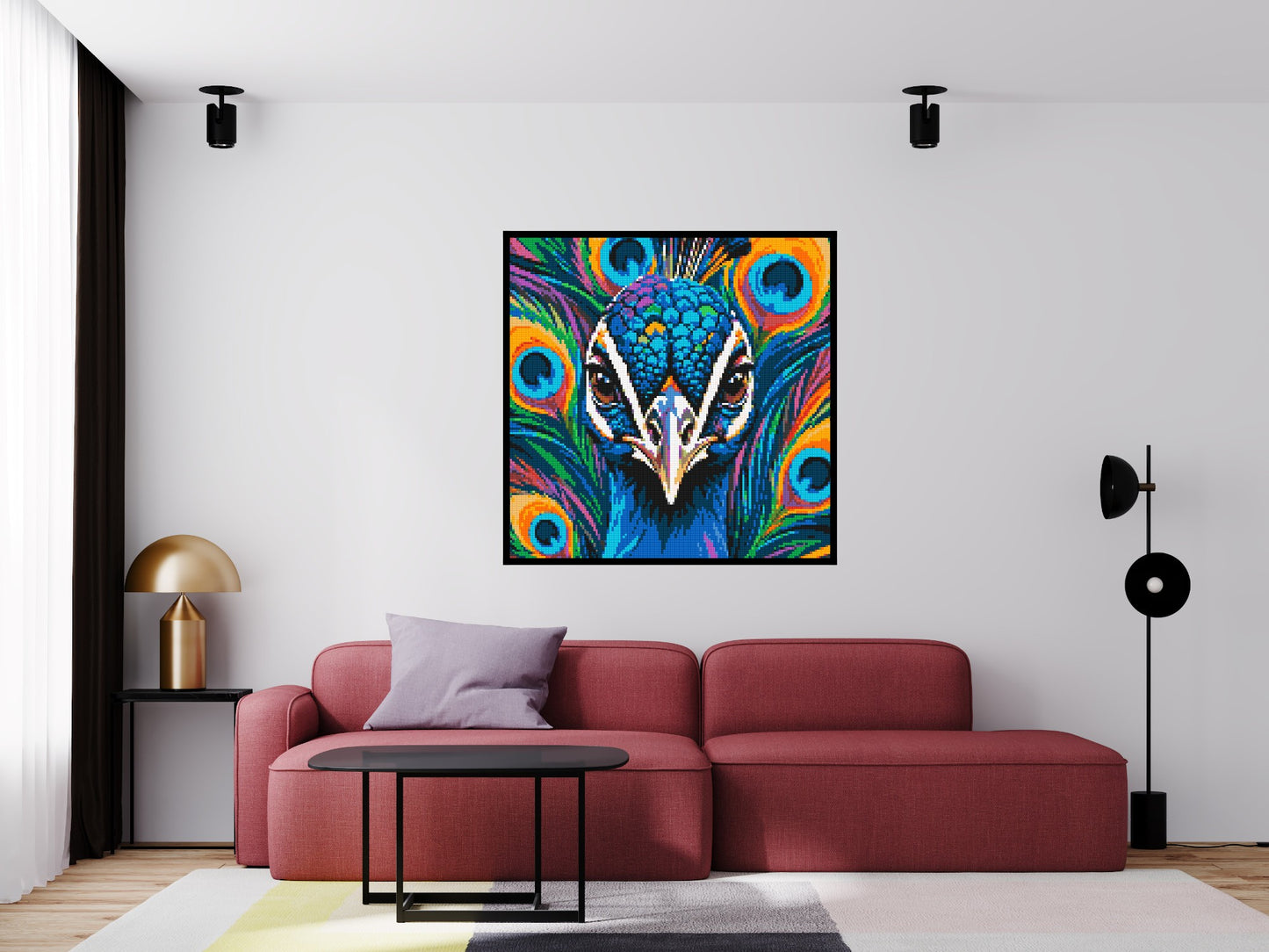 Vibrant Peacock Pop Art - Brick Art Mosaic Kit 6x6 large