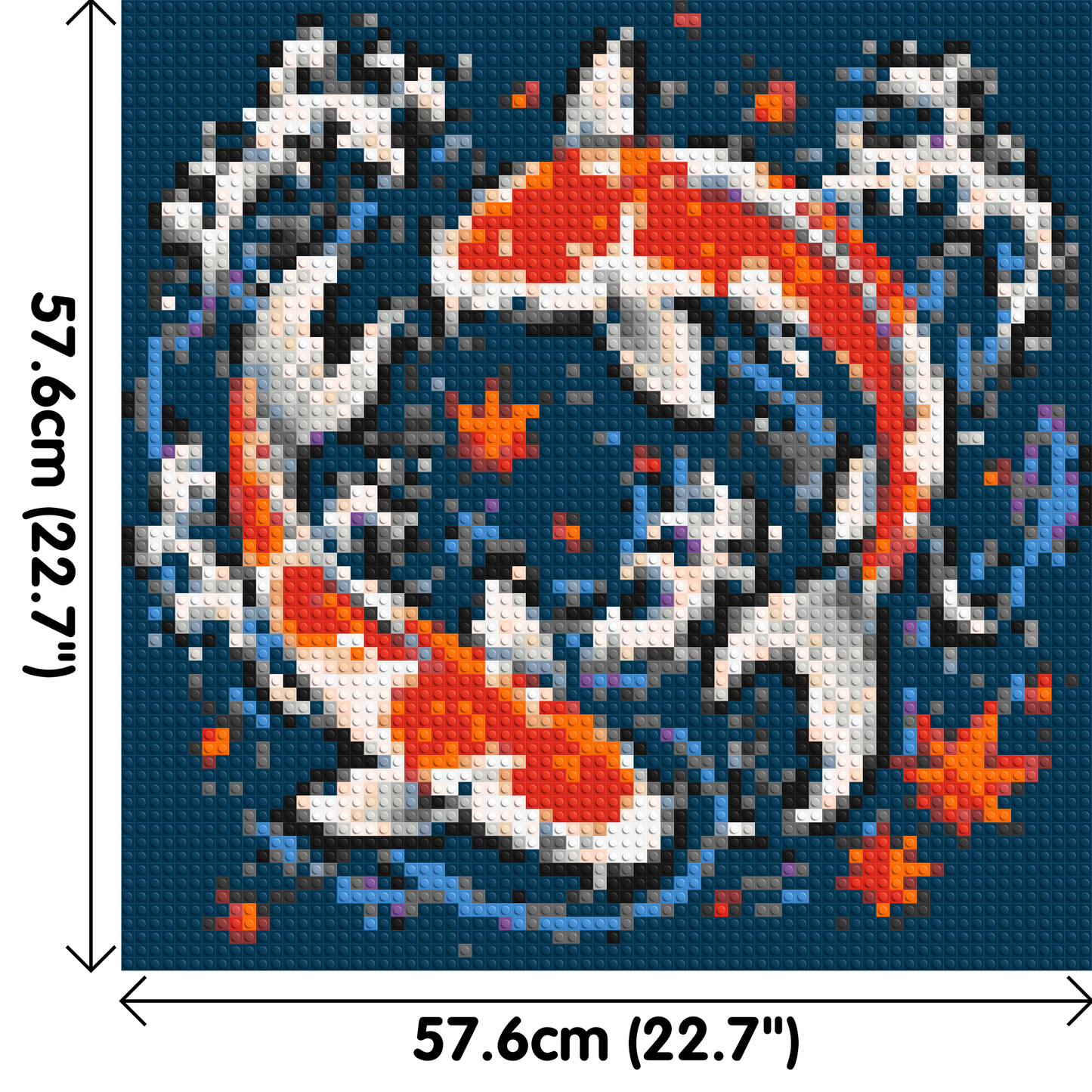 Japanese Ukiyo-e Style Swimming Koi Fish Yin Yang - Brick Art Mosaic Kit 3x3 large