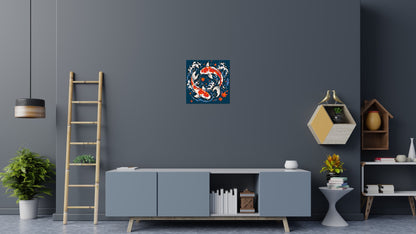 Japanese Ukiyo-e Style Swimming Koi Fish Yin Yang - Brick Art Mosaic Kit 3x3 large