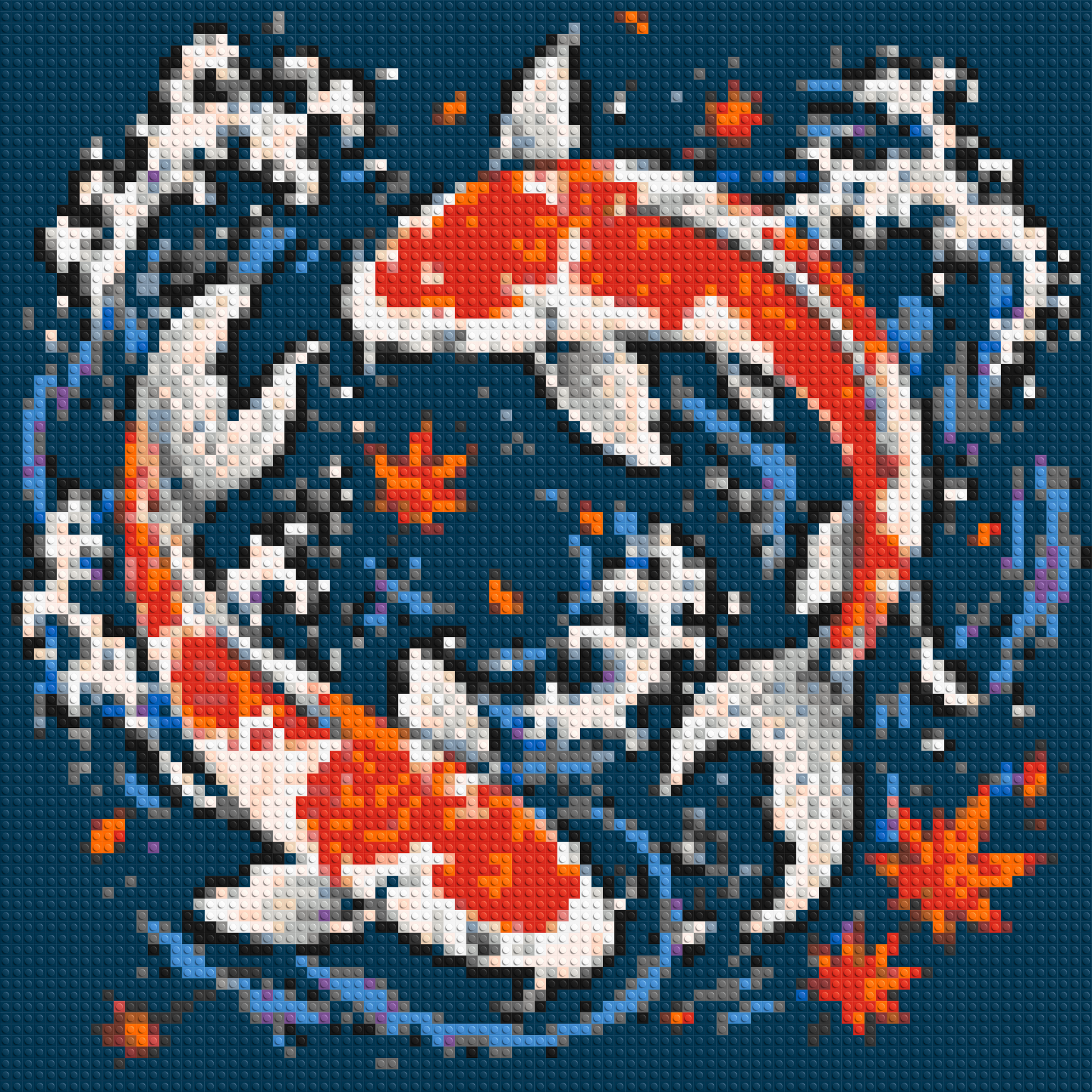 Japanese Ukiyo-e Style Swimming Koi Fish Yin Yang - Brick Art Mosaic Kit 4x4 large