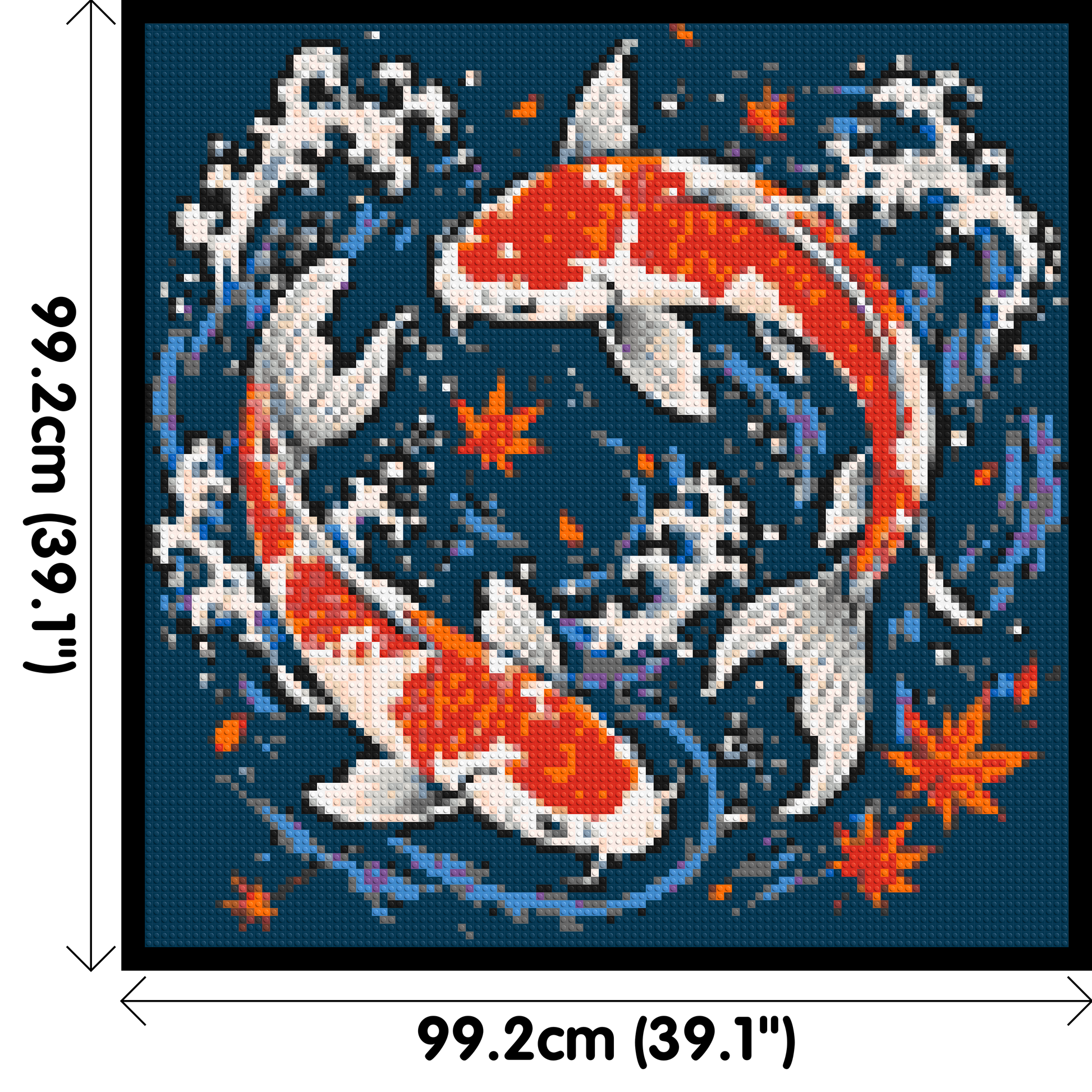 Japanese Ukiyo-e Style Swimming Koi Fish Yin Yang - Brick Art Mosaic Kit 5x5 dimensions with frame
