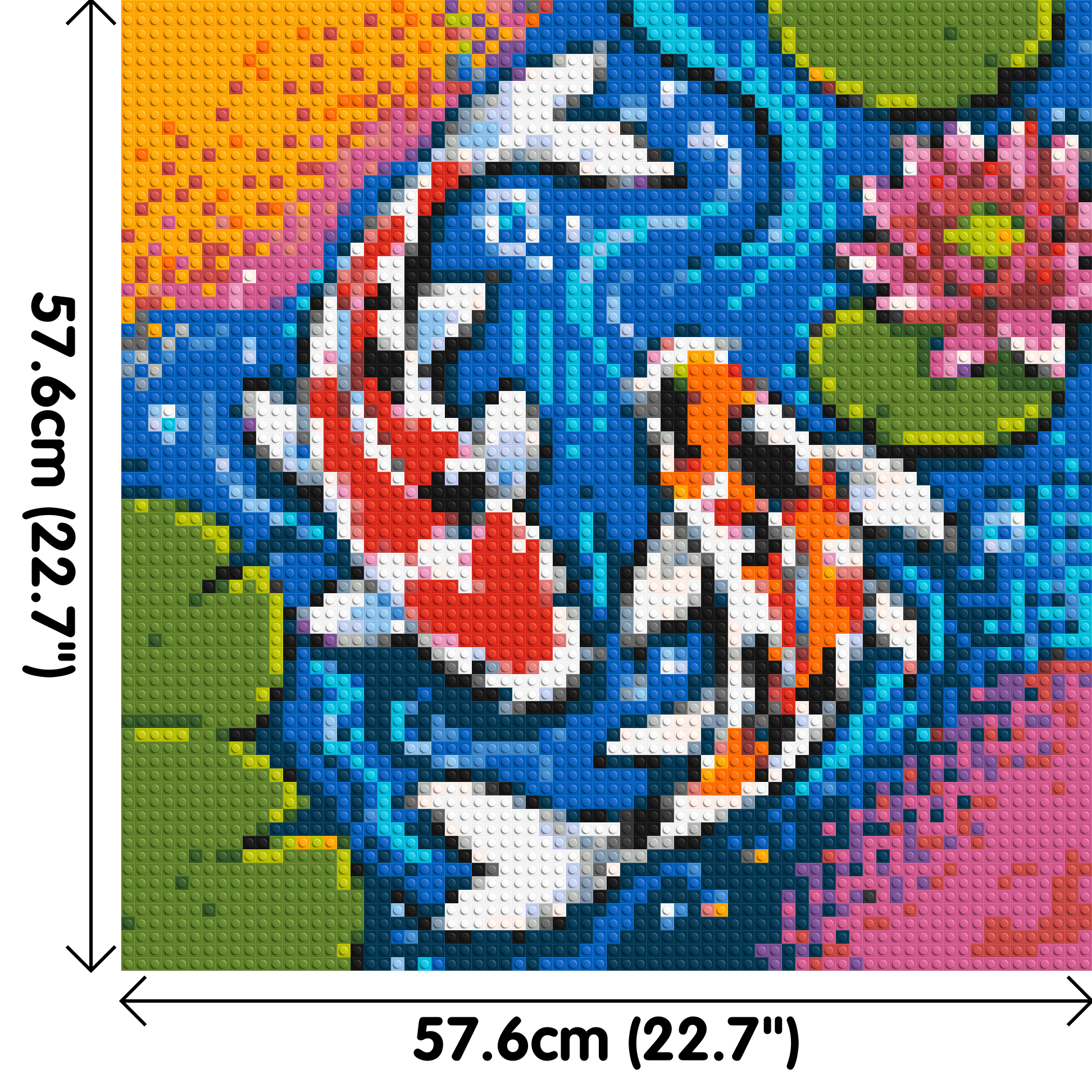 Vibrant Pond Koi Fish with Pink Lotus Blossom - Brick Art Mosaic Kit 3x3 dimensions