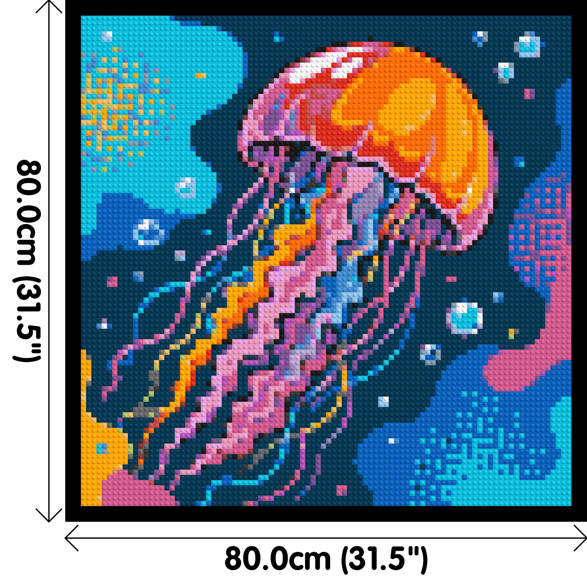 Luminous Deep Sea Jellyfish Pop Art - Brick Art Mosaic Kit 4x4 dimensions with frame