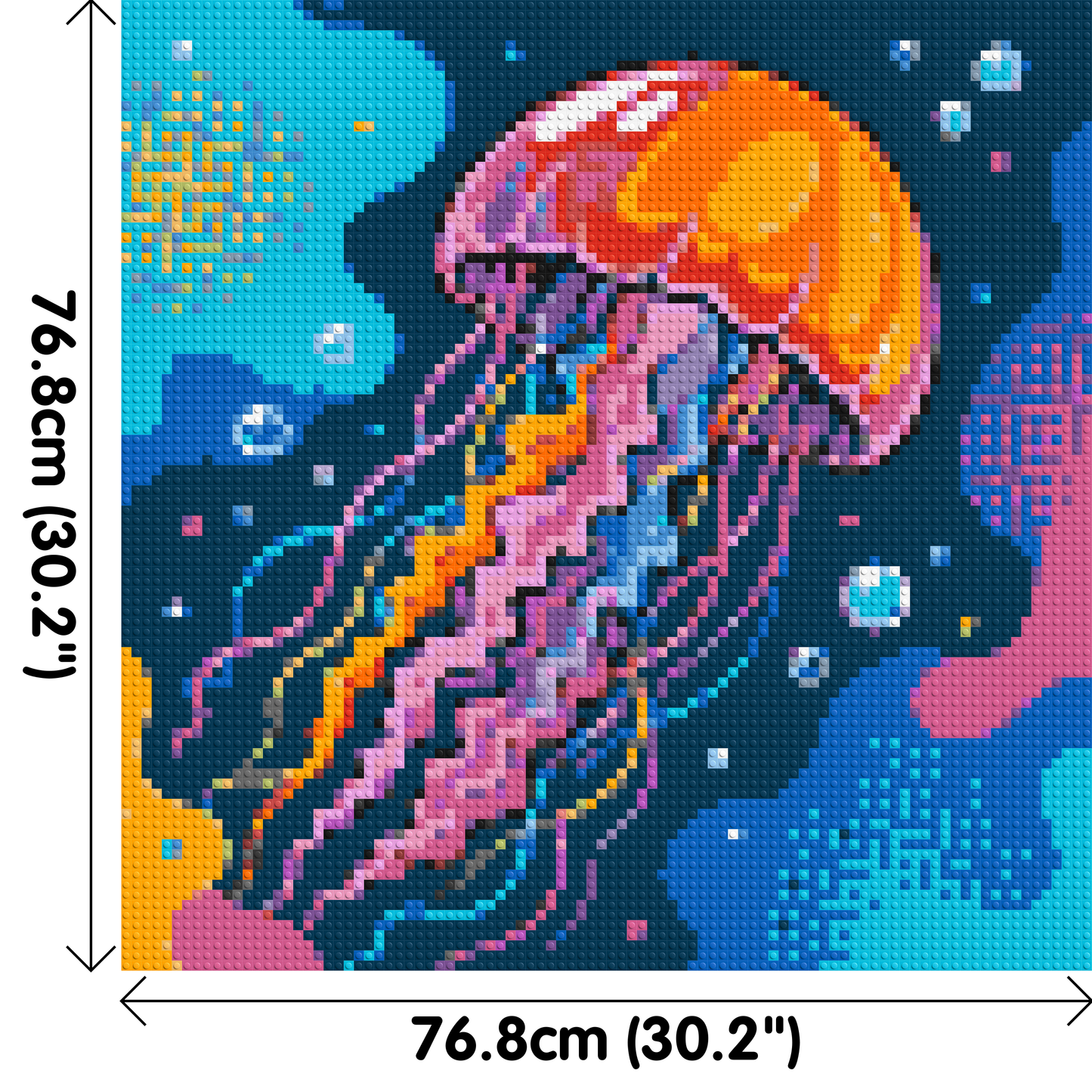 Luminous Deep Sea Jellyfish Pop Art - Brick Art Mosaic Kit 4x4 large