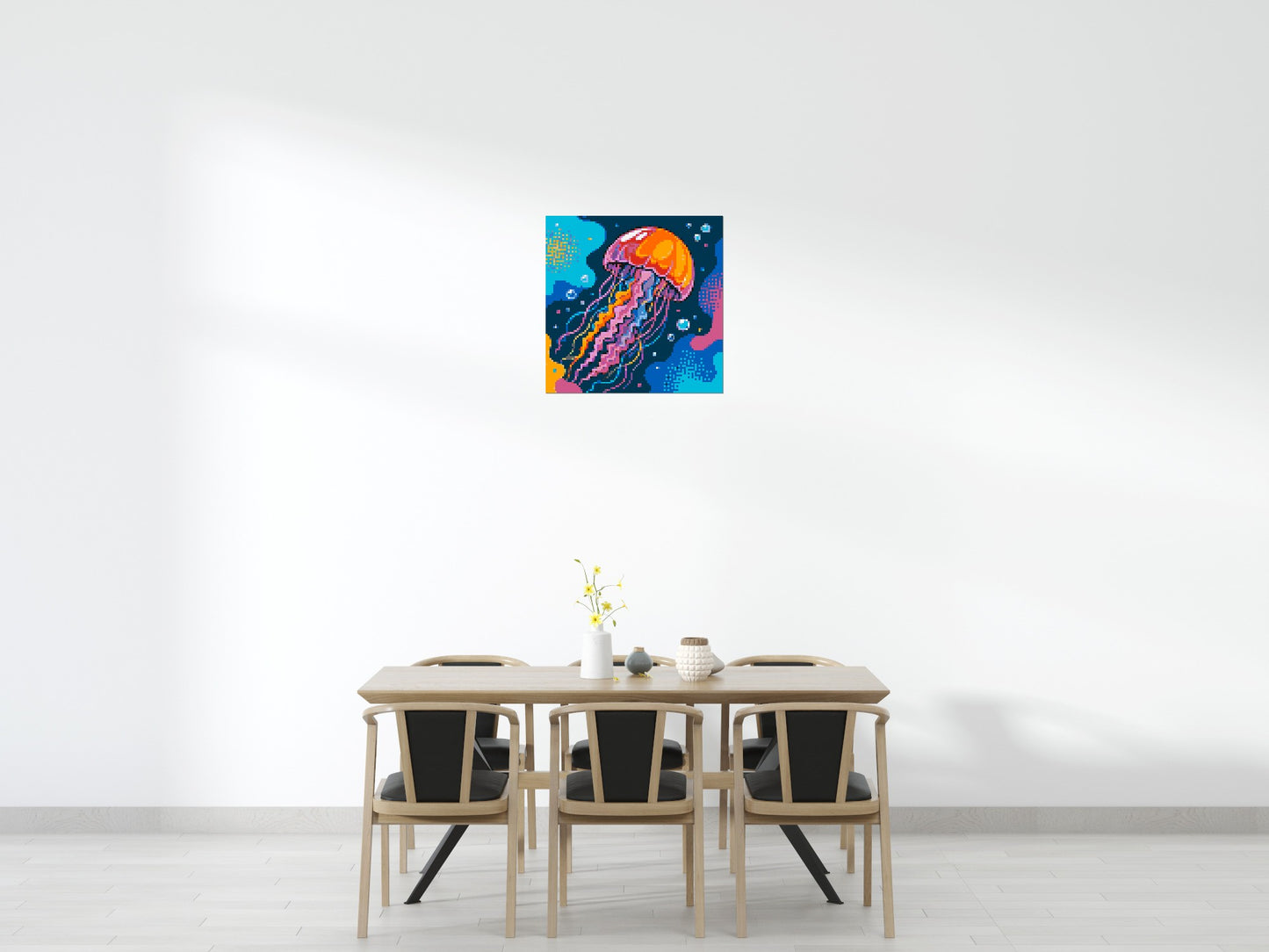 Luminous Deep Sea Jellyfish Pop Art - Brick Art Mosaic Kit 4x4 large