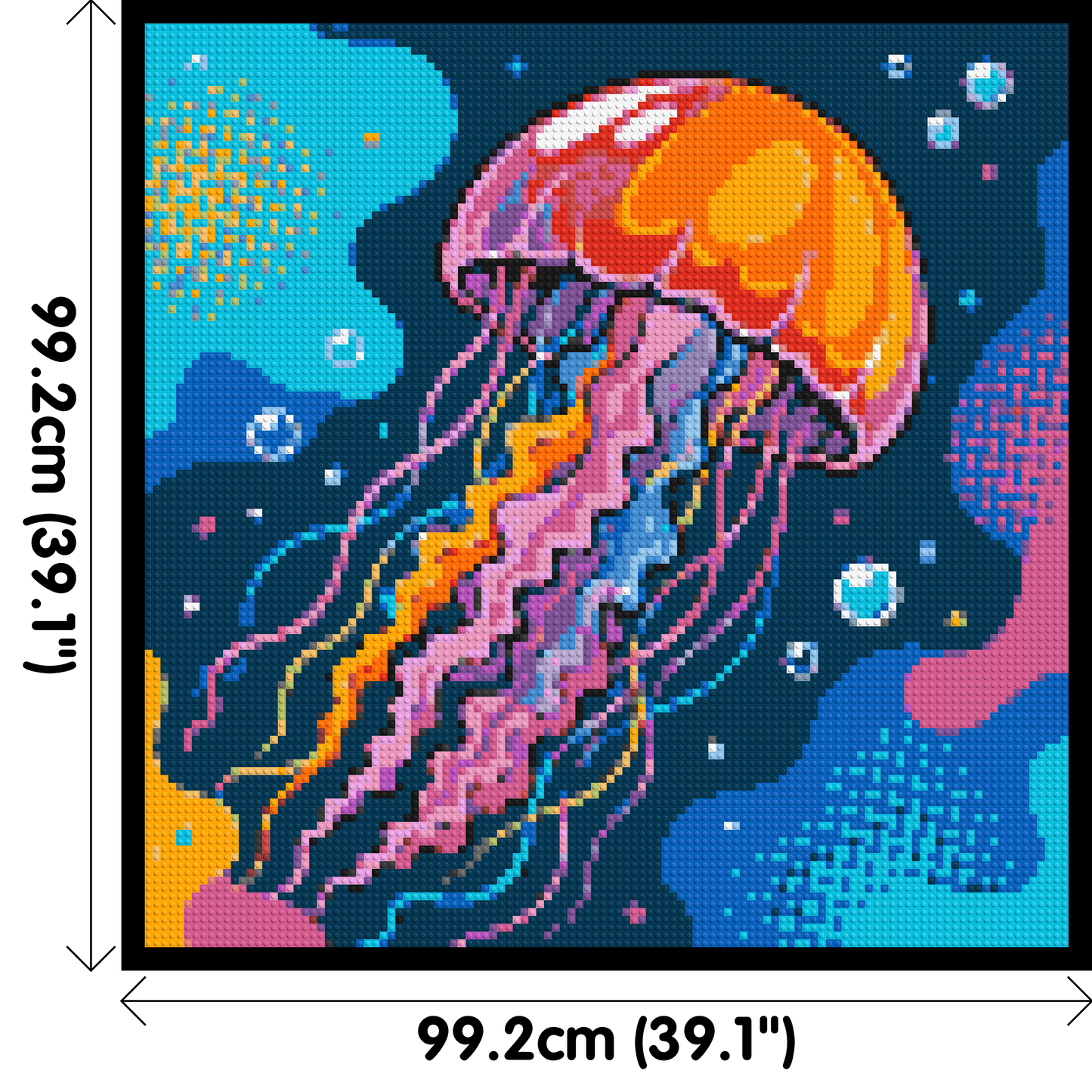 Luminous Deep Sea Jellyfish Pop Art - Brick Art Mosaic Kit 5x5 large