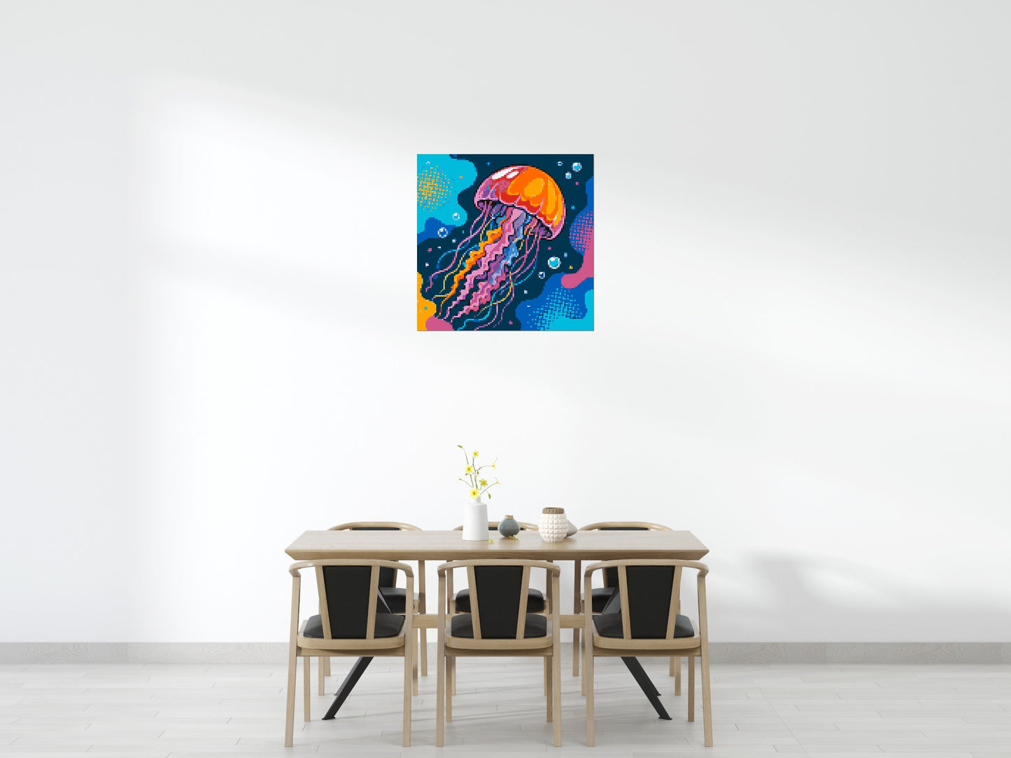 Luminous Deep Sea Jellyfish Pop Art - Brick Art Mosaic Kit 5x5 large