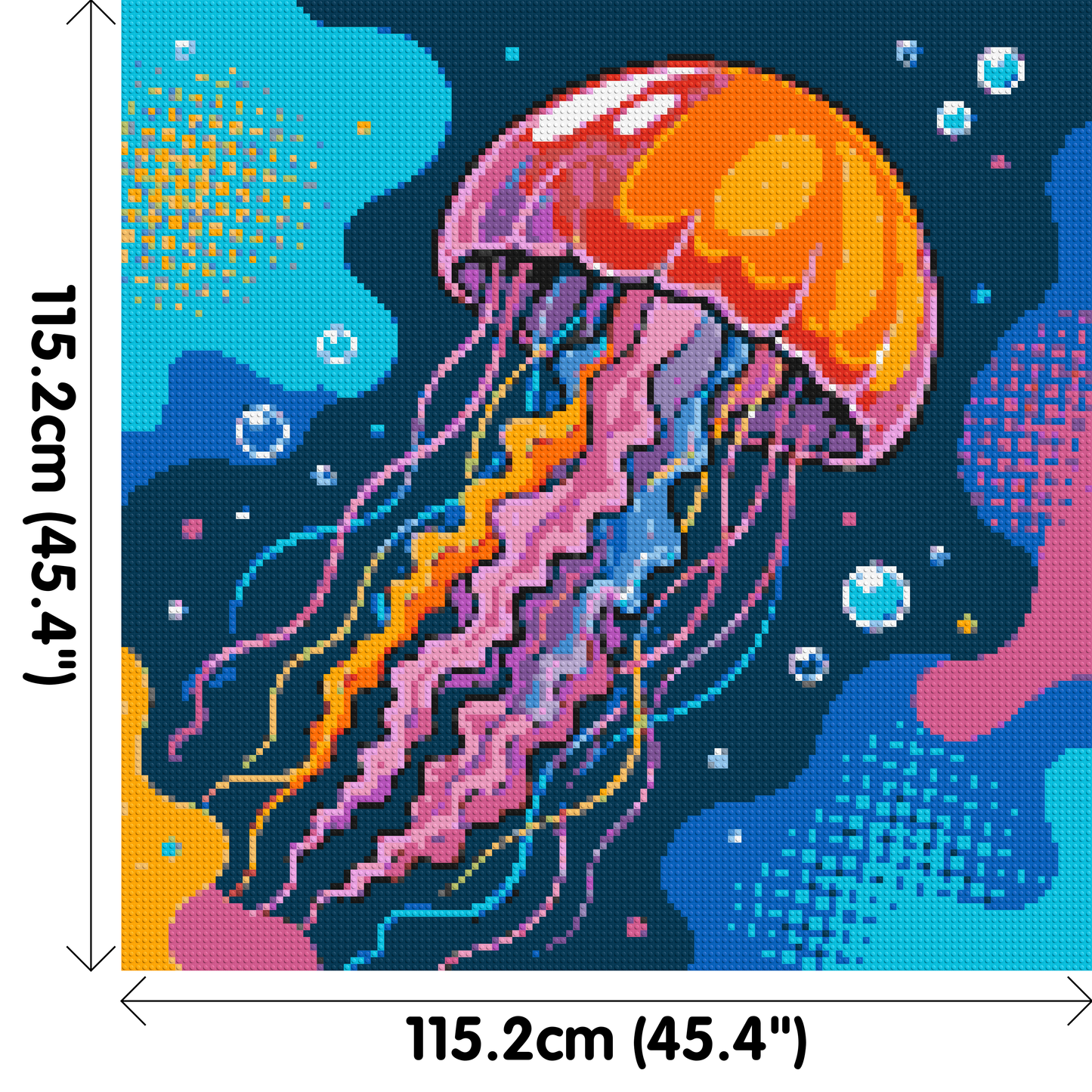 Luminous Deep Sea Jellyfish Pop Art - Brick Art Mosaic Kit 6x6 large