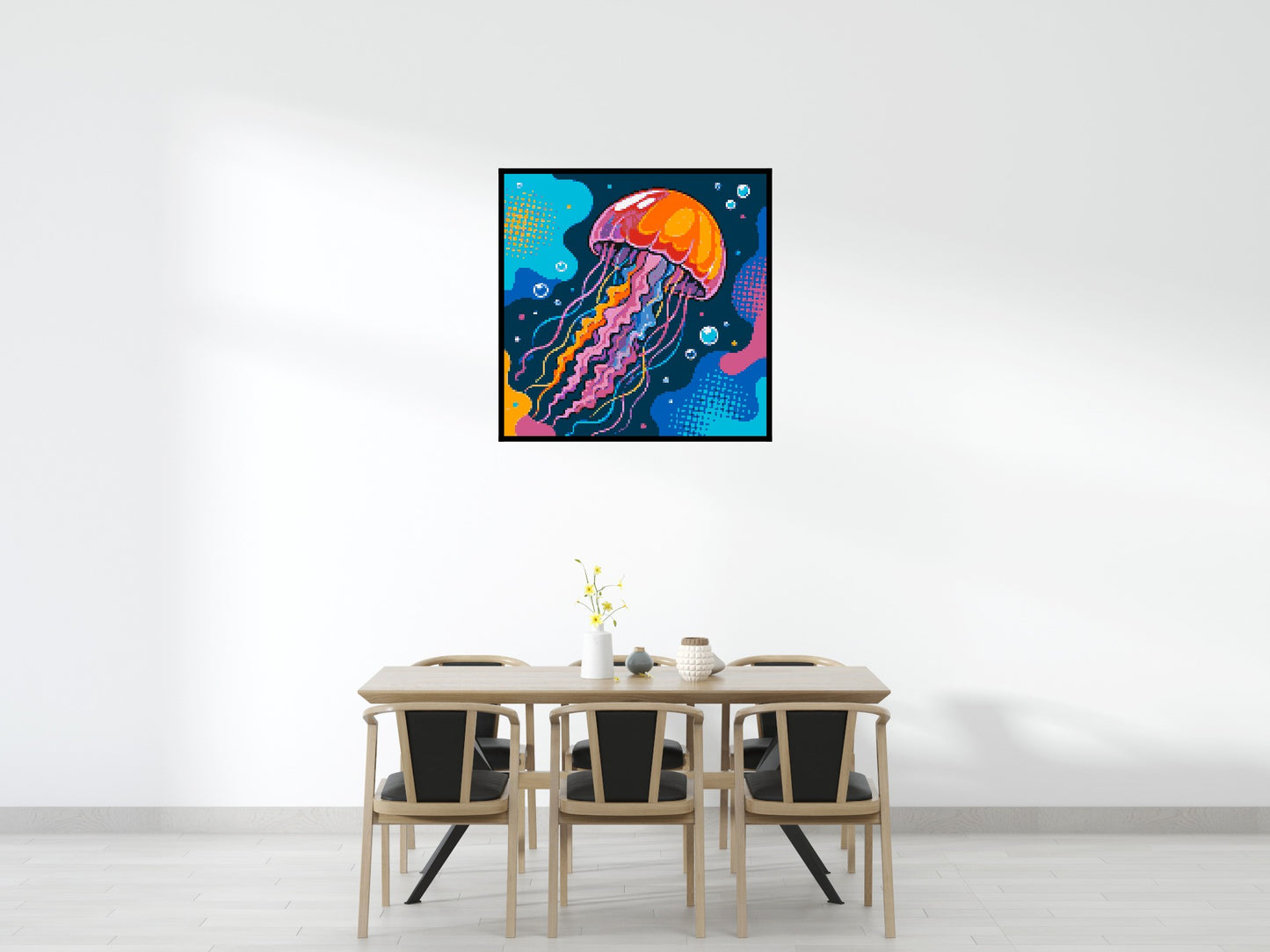 Luminous Deep Sea Jellyfish Pop Art - Brick Art Mosaic Kit 6x6 large