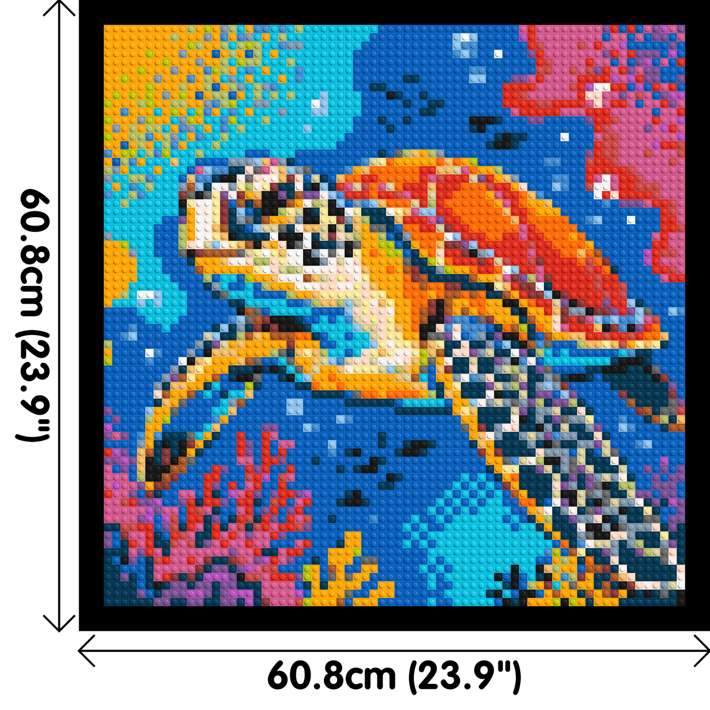 Vibrant Coral Reef Sea Turtle Pop Art - Brick Art Mosaic Kit 3x3 large