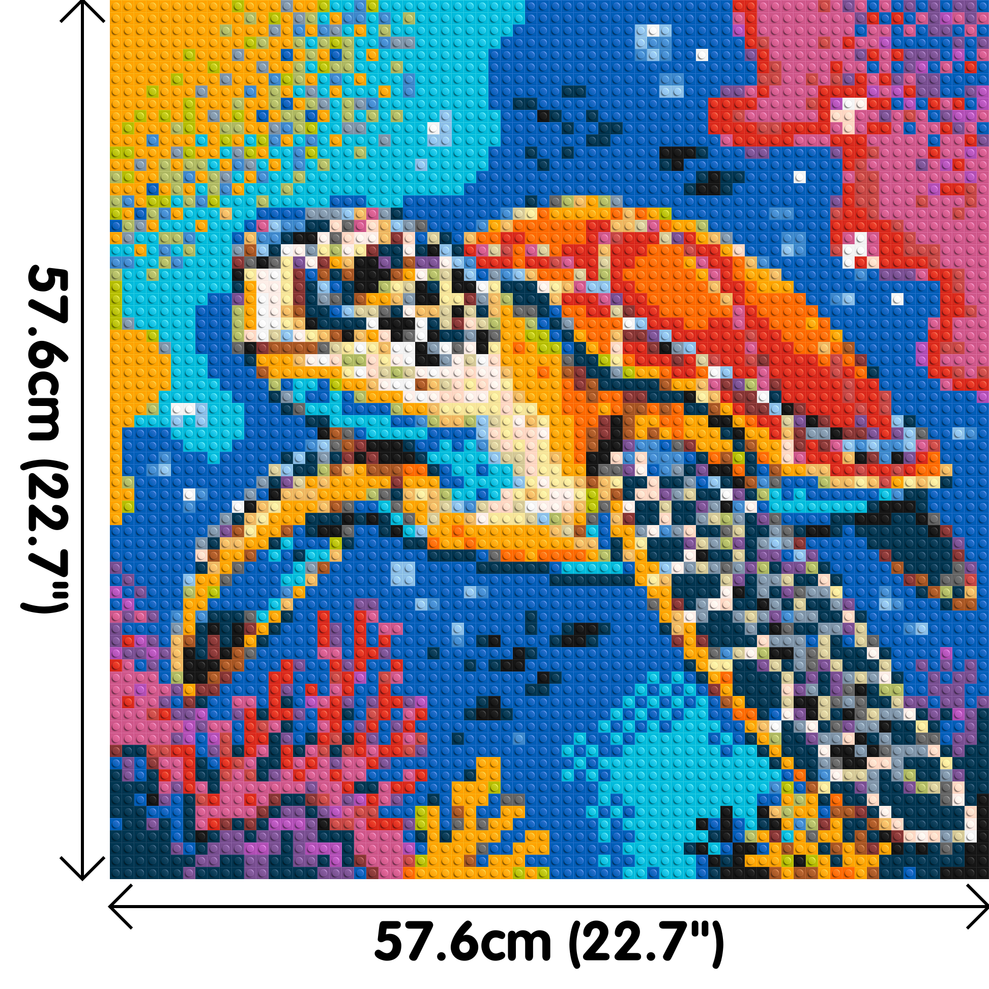 Vibrant Coral Reef Sea Turtle Pop Art - Brick Art Mosaic Kit 3x3 dimensions