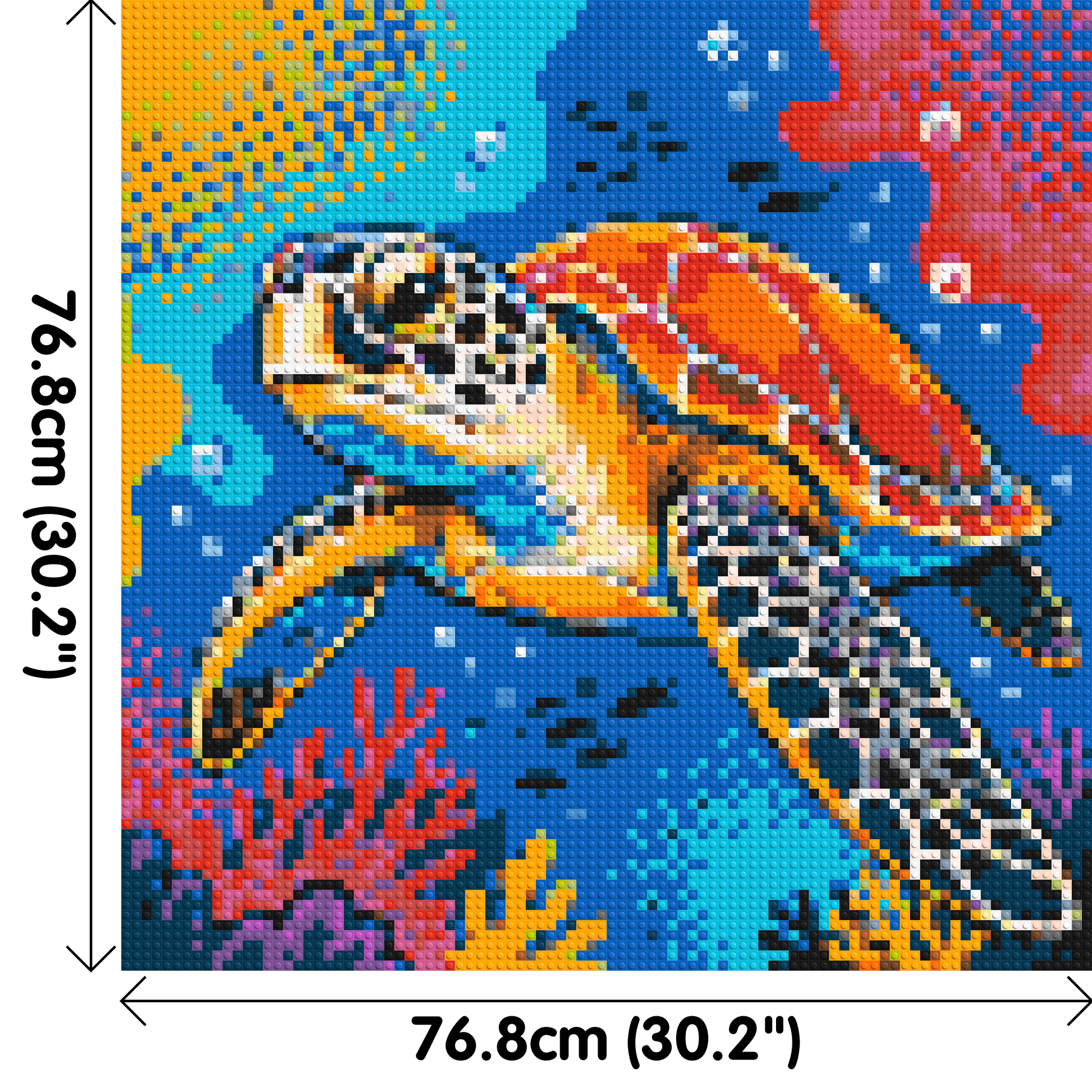 Vibrant Coral Reef Sea Turtle Pop Art - Brick Art Mosaic Kit 4x4 dimensions