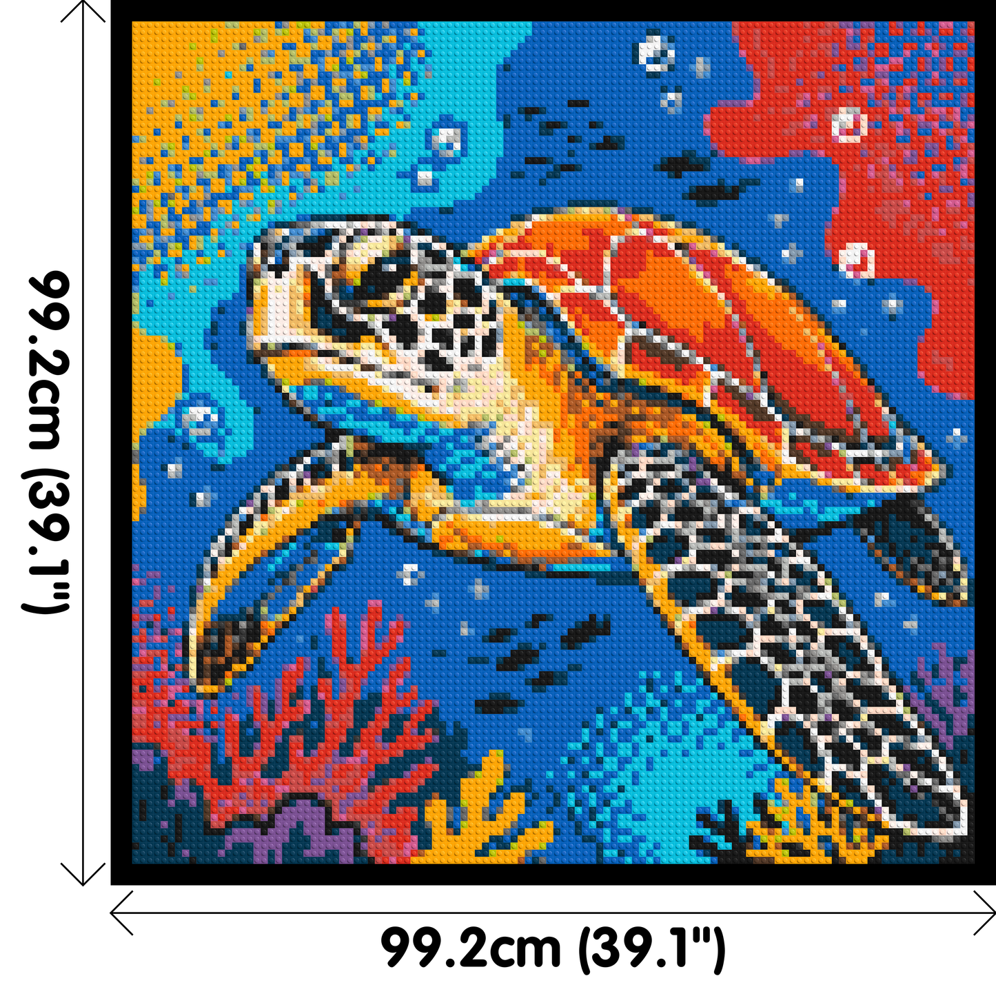 Vibrant Coral Reef Sea Turtle Pop Art - Brick Art Mosaic Kit 5x5 large