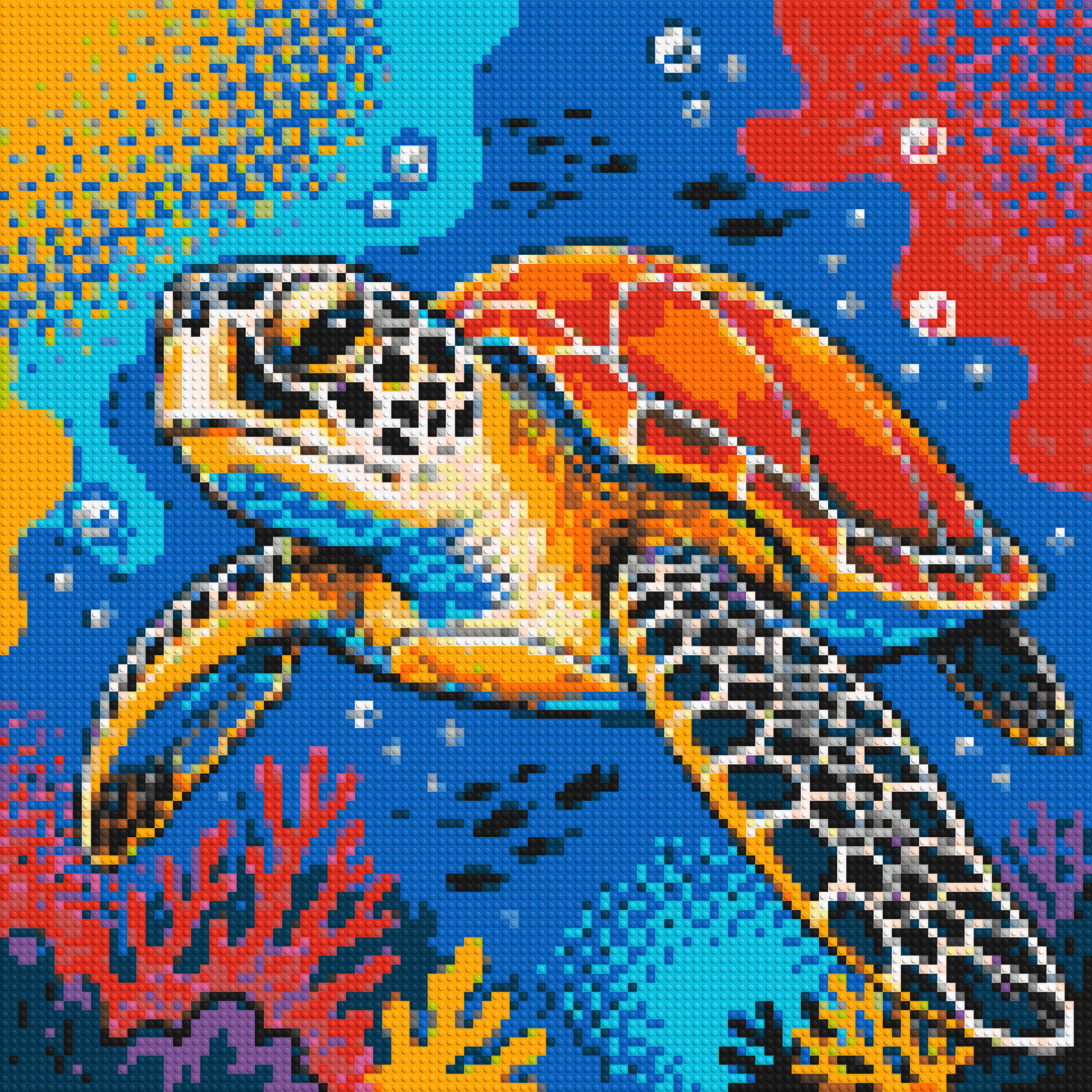 Vibrant Coral Reef Sea Turtle Pop Art - Brick Art Mosaic Kit 5x5 large