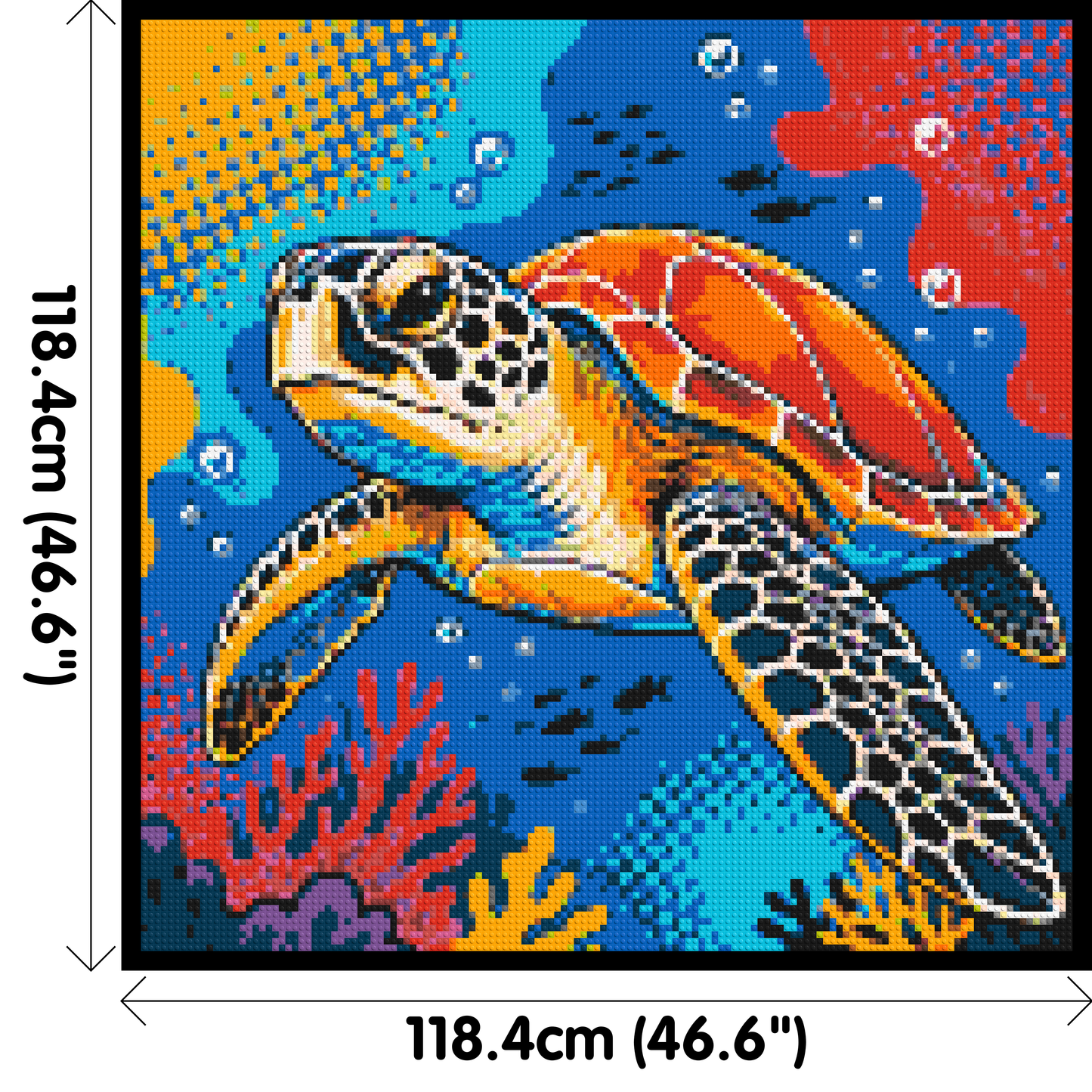 Vibrant Coral Reef Sea Turtle Pop Art - Brick Art Mosaic Kit 6x6 large