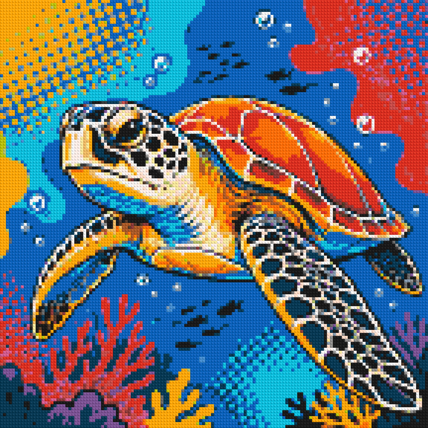 Vibrant Coral Reef Sea Turtle Pop Art - Brick Art Mosaic Kit 6x6 large