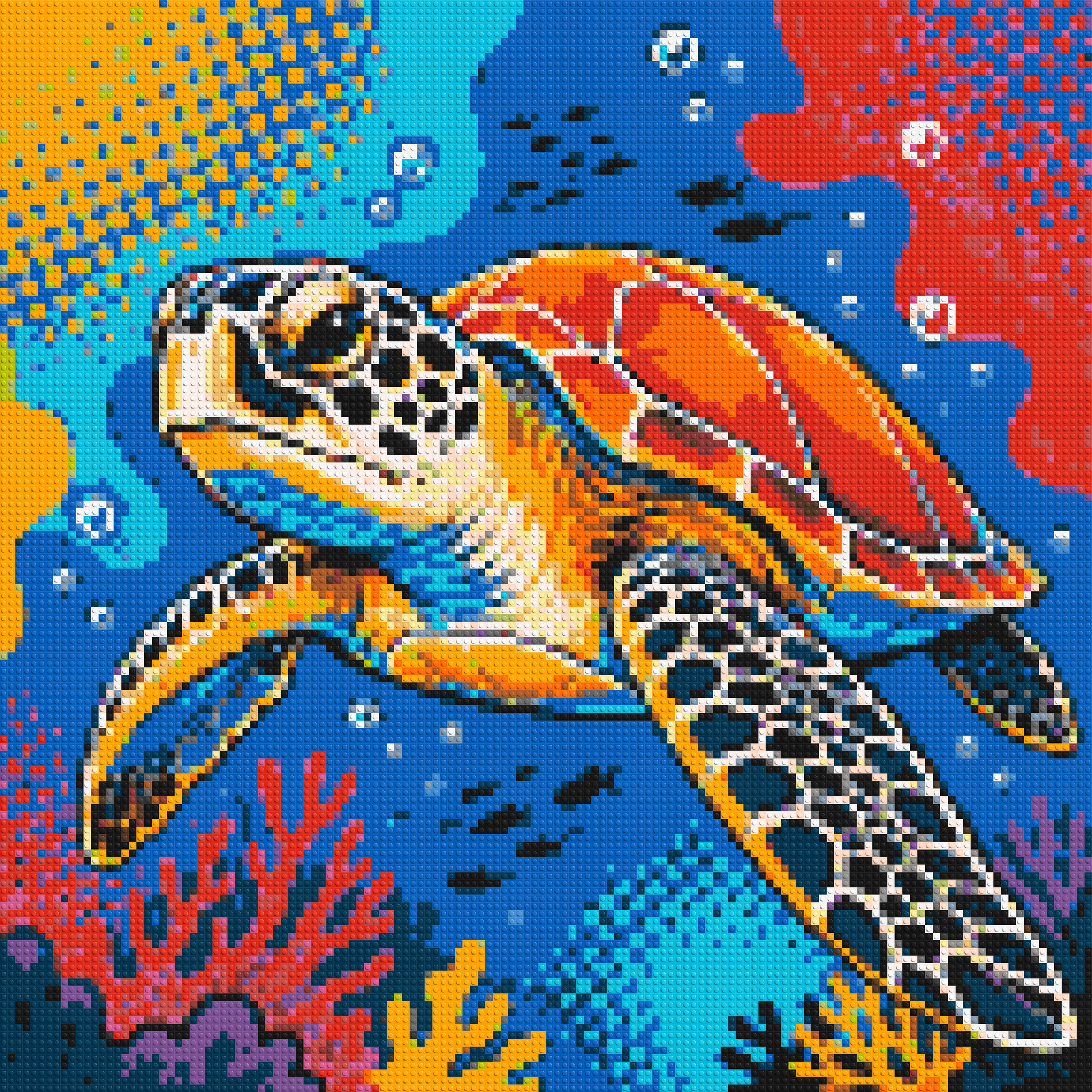 Vibrant Coral Reef Sea Turtle Pop Art - Brick Art Mosaic Kit 6x6 large