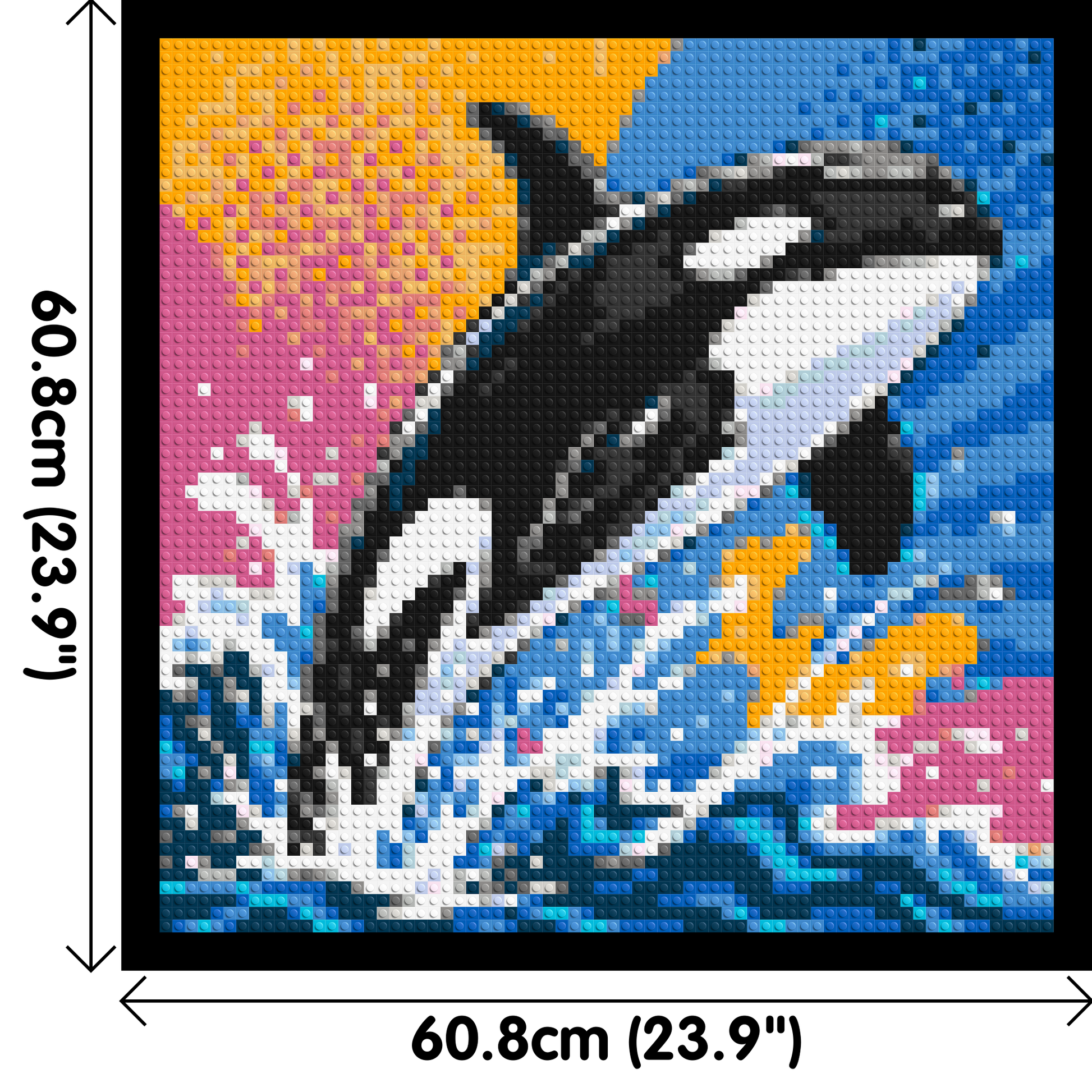 Leaping Orca Whale Comic Pop Art - Brick Art Mosaic Kit 3x3 dimensions with frame