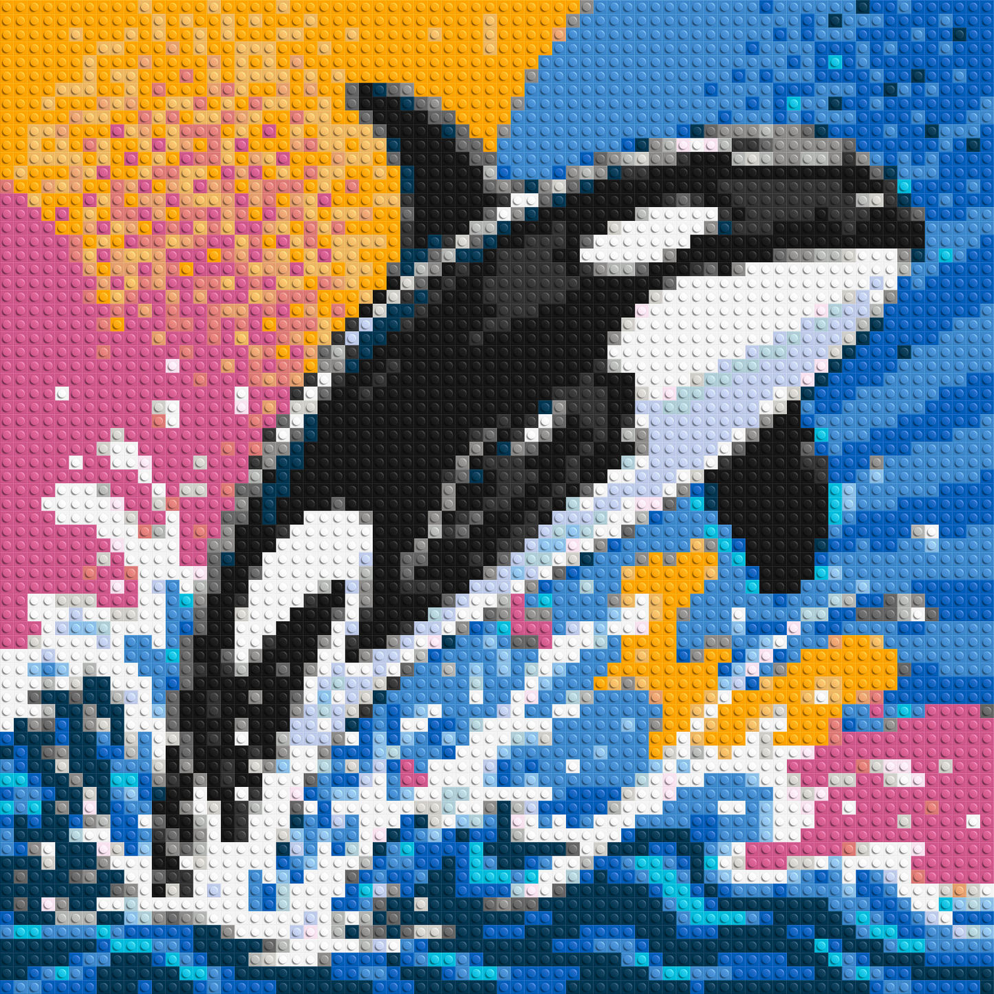 Leaping Orca Whale Comic Pop Art - Brick Art Mosaic Kit 3x3 large