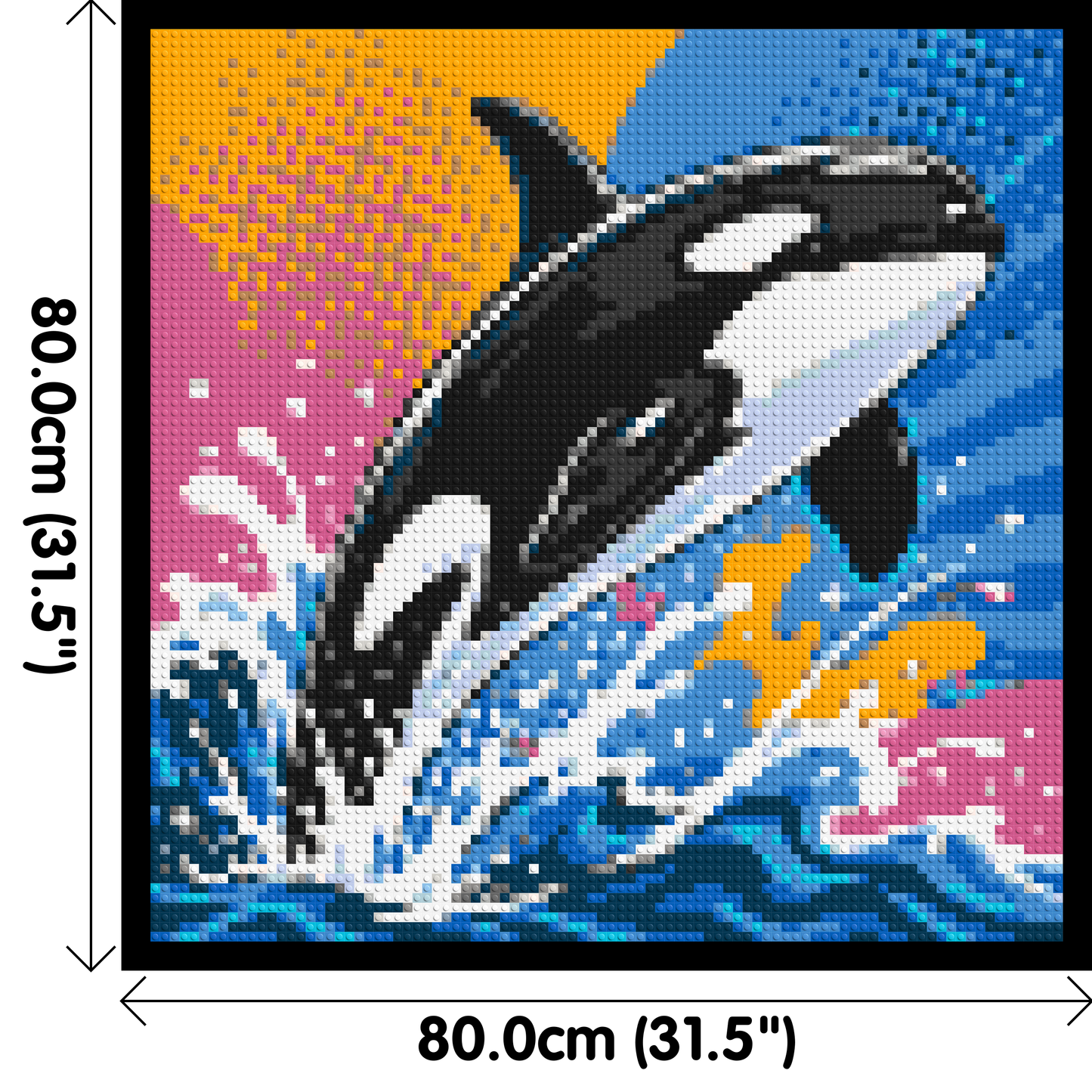 Leaping Orca Whale Comic Pop Art - Brick Art Mosaic Kit 4x4 large