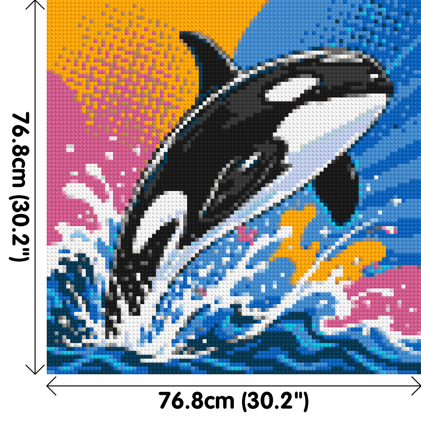 Leaping Orca Whale Comic Pop Art - Brick Art Mosaic Kit 4x4 large