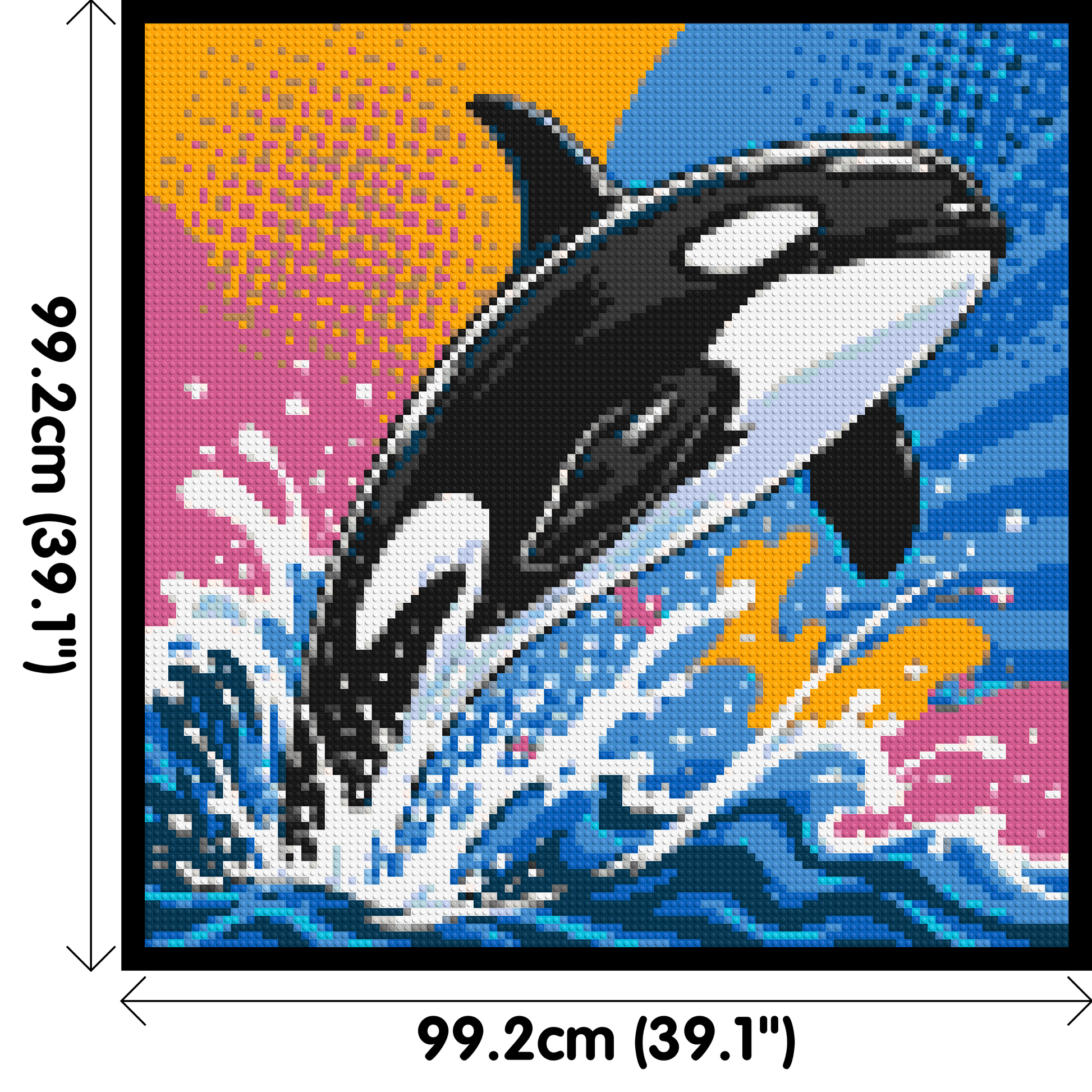Leaping Orca Whale Comic Pop Art - Brick Art Mosaic Kit 5x5 dimensions with frame