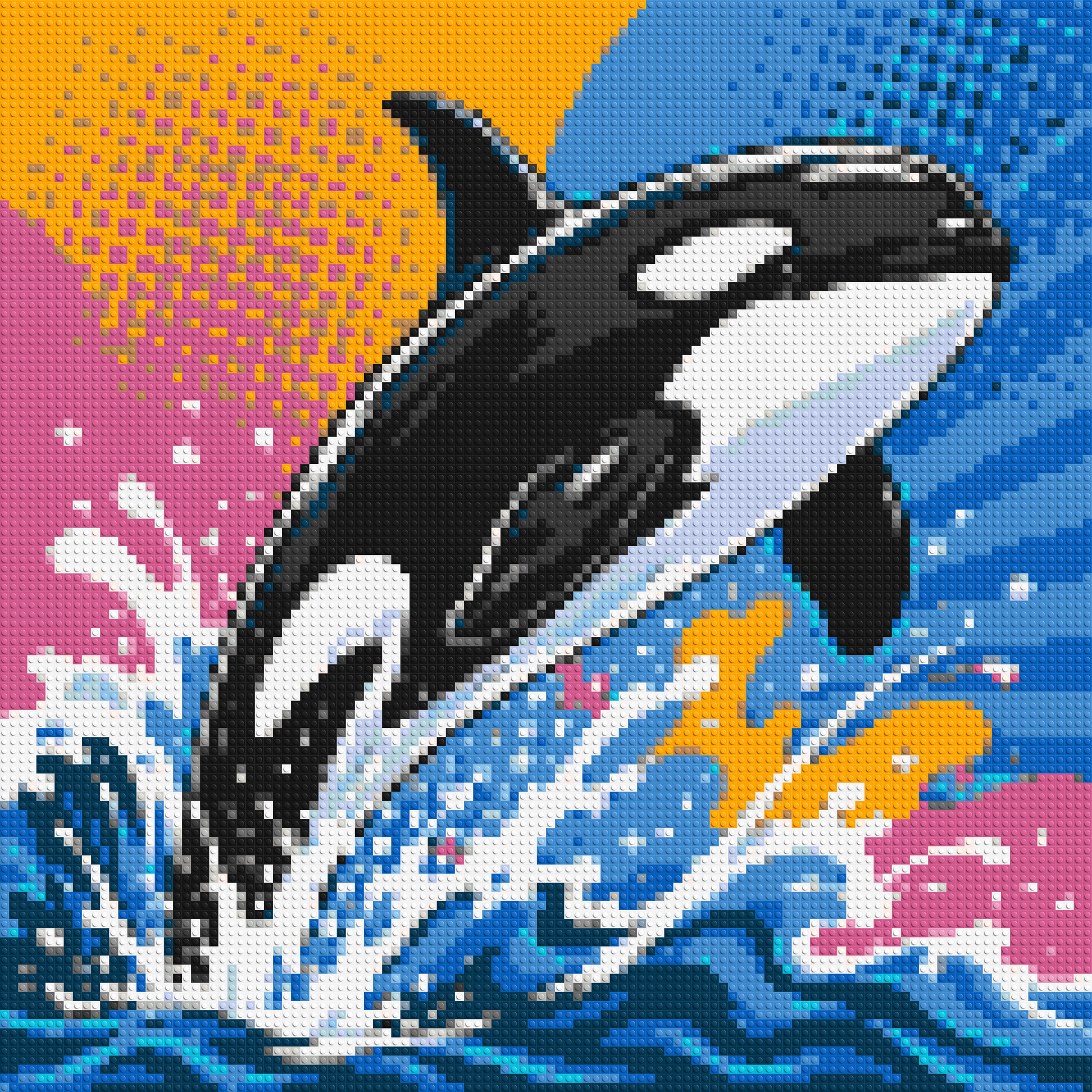 Leaping Orca Whale Comic Pop Art - Brick Art Mosaic Kit 5x5 large