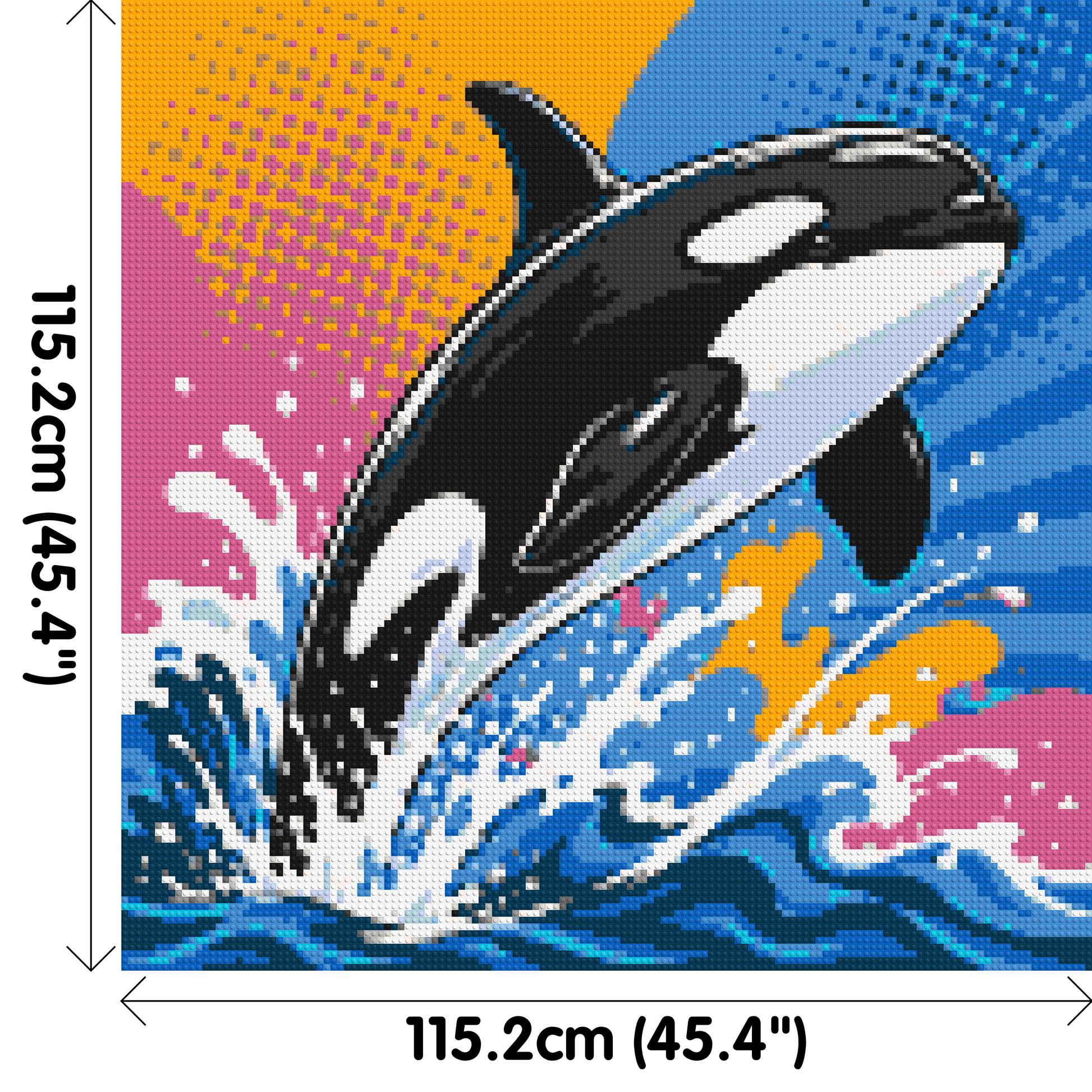 Leaping Orca Whale Comic Pop Art - Brick Art Mosaic Kit 6x6 dimensions