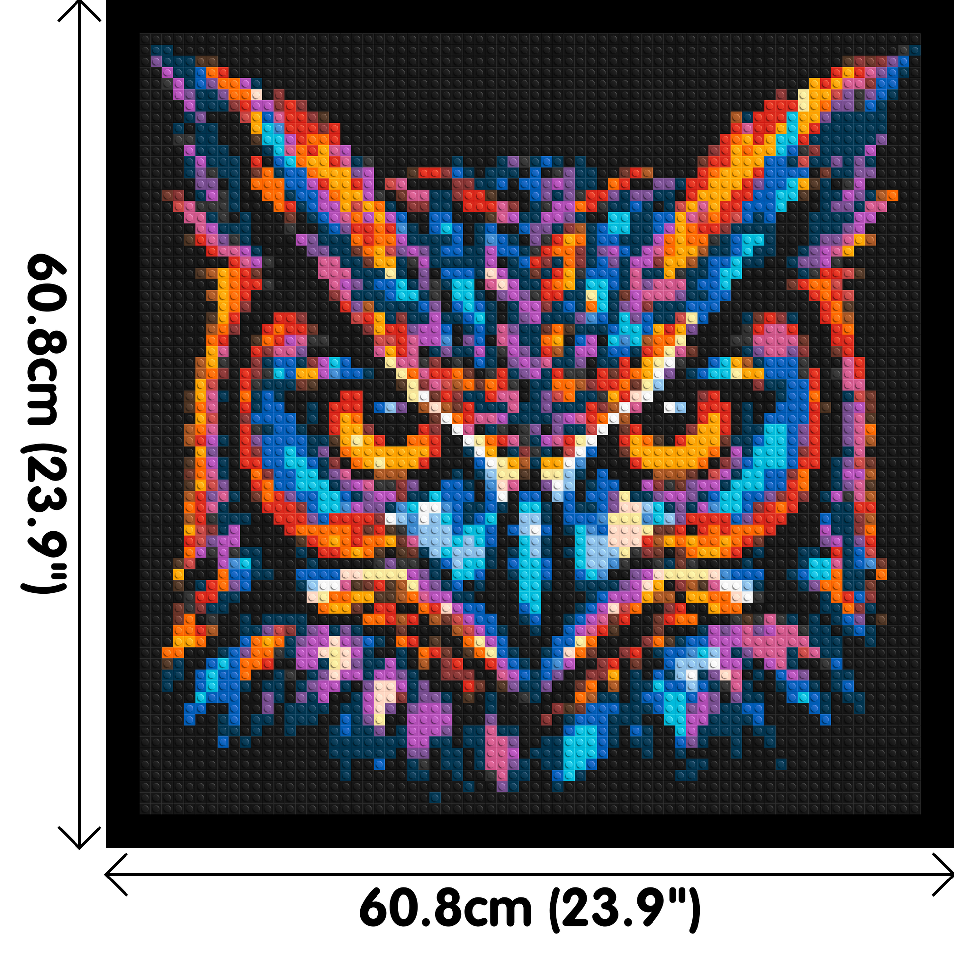 Psychedelic Neon Owl Face Pop Art - Brick Art Mosaic Kit 3x3 dimensions with frame
